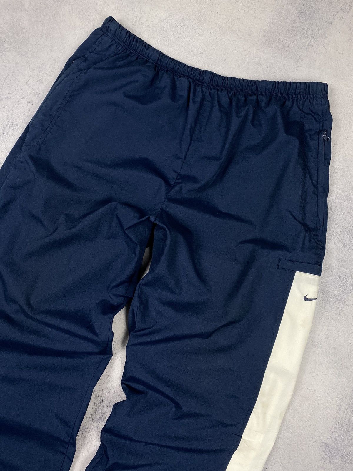 Nike × Vintage Vintage 00s Nike Swoosh Drill Joggers Baggy Nylon Y2K Pants Size US 35 - 7 Thumbnail