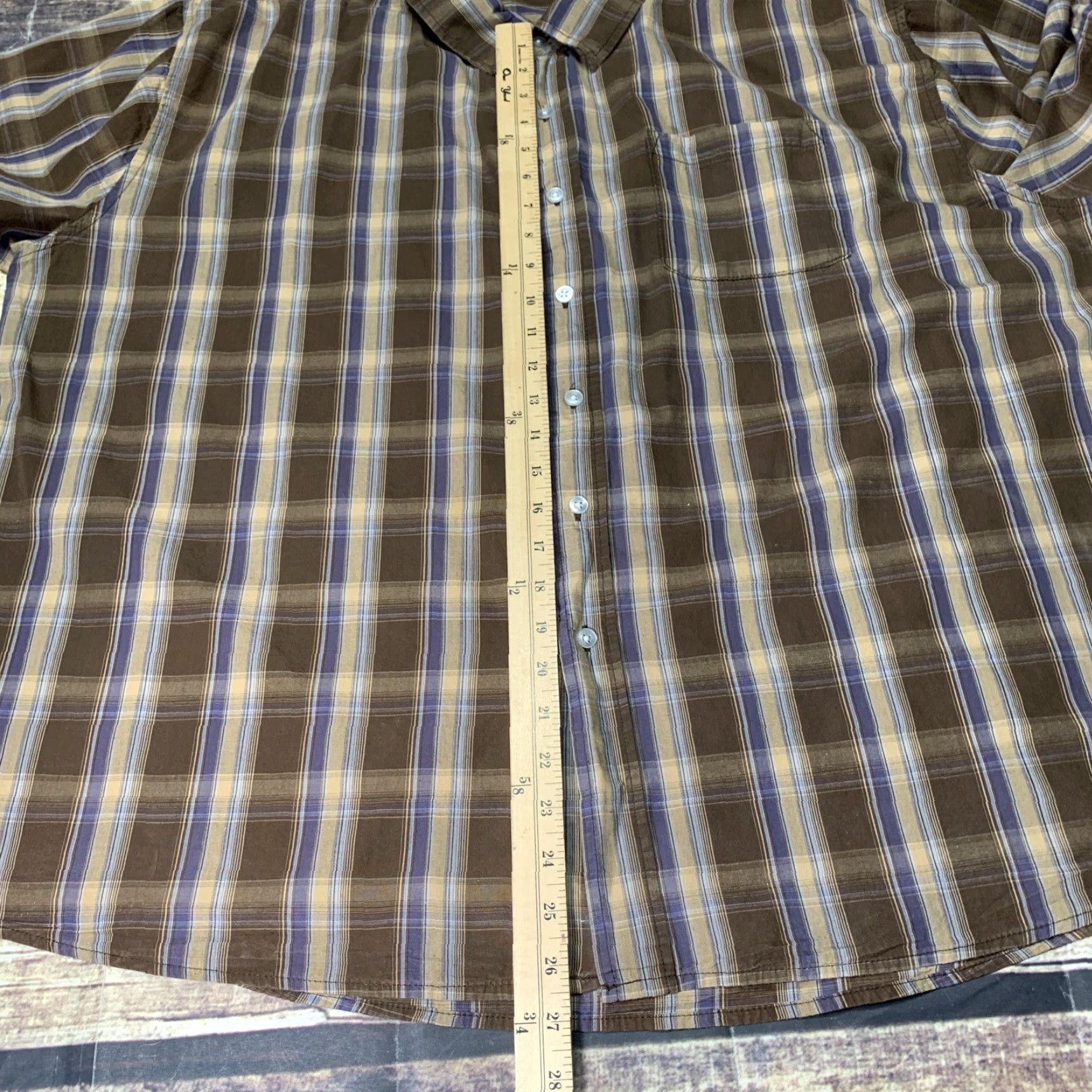 Rails Open Trails Mens Short Sleeve Shirt XXXL Brown Blue Tan Plaid Button Down Size US XXL / EU 58 / 5 - 4 Thumbnail