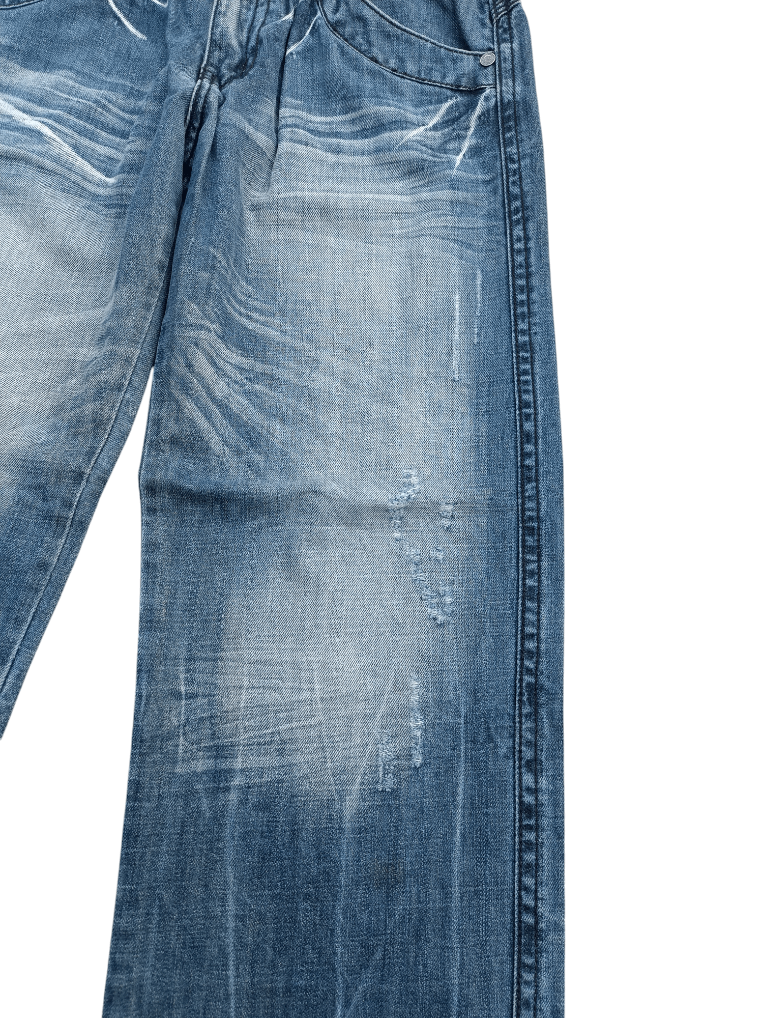 Japanese Brand BAGGY JAPANESE BRAND TR2 WHISKERS DISTRESSED DENIM Size US 34 / EU 50 - 11 Thumbnail