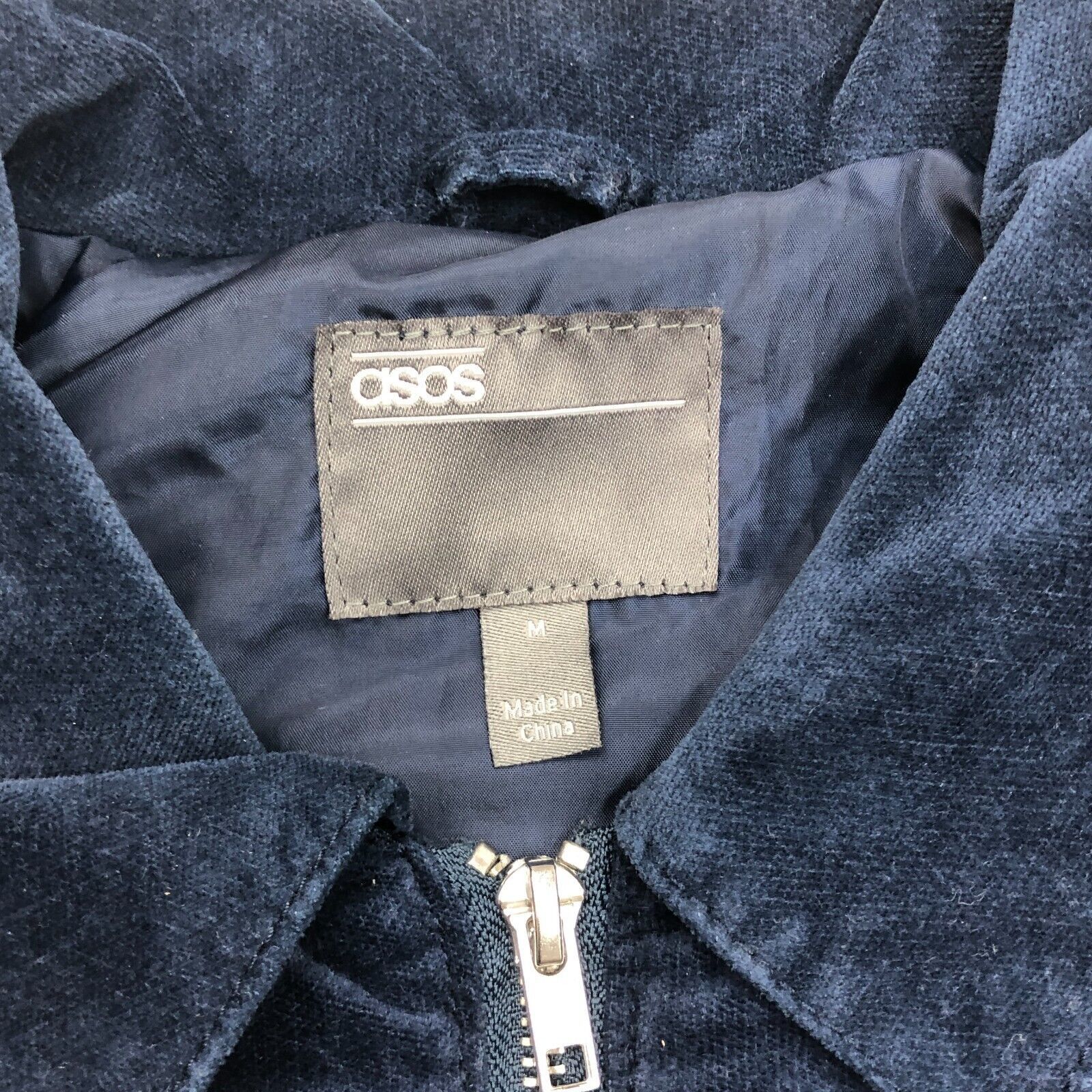 Asos asos velour navy blue zip up jacket coat mens size medium m Size US M / EU 48-50 / 2 - 4 Thumbnail