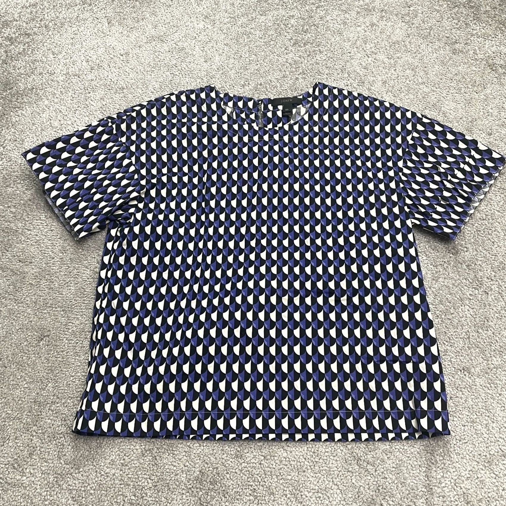 J.Crew J.CREW Geometric Blouse Womens 00 Multicolor Short Sleeve Casual Top Size XXS / US 00 / IT 34 - 2 Thumbnail