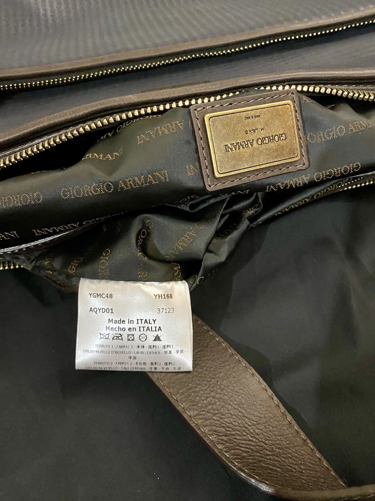 Giorgio Armani GA 🇮🇹 dk bleu dimpled lambskin carry on travel bag unisex NEW Size ONE SIZE - 10 Thumbnail