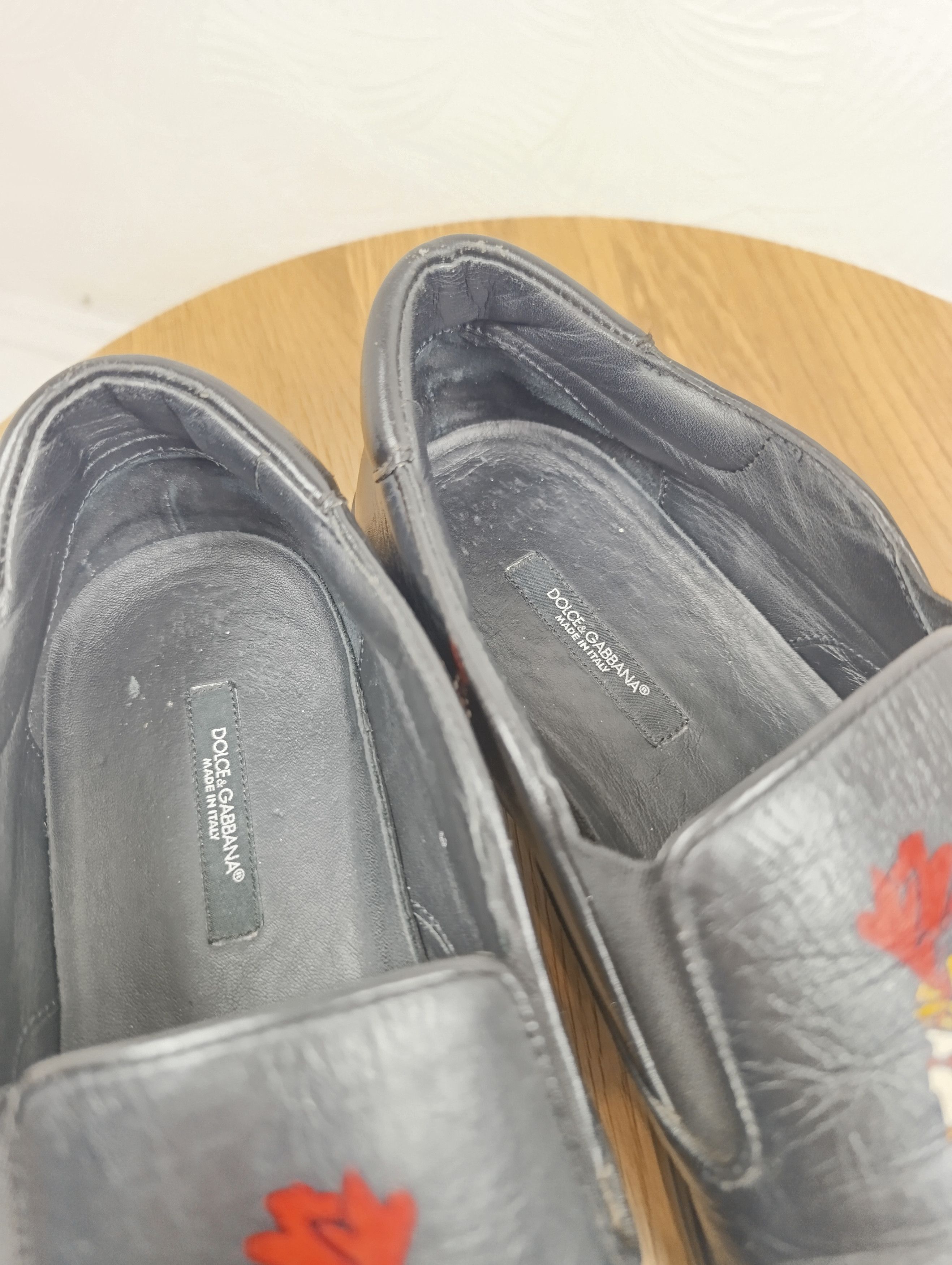 Dolce & Gabbana DOLCE GABBANA COCKEREL PRINT LEATHER SLIP-ON Size US 8 / EU 41 - 16 Thumbnail