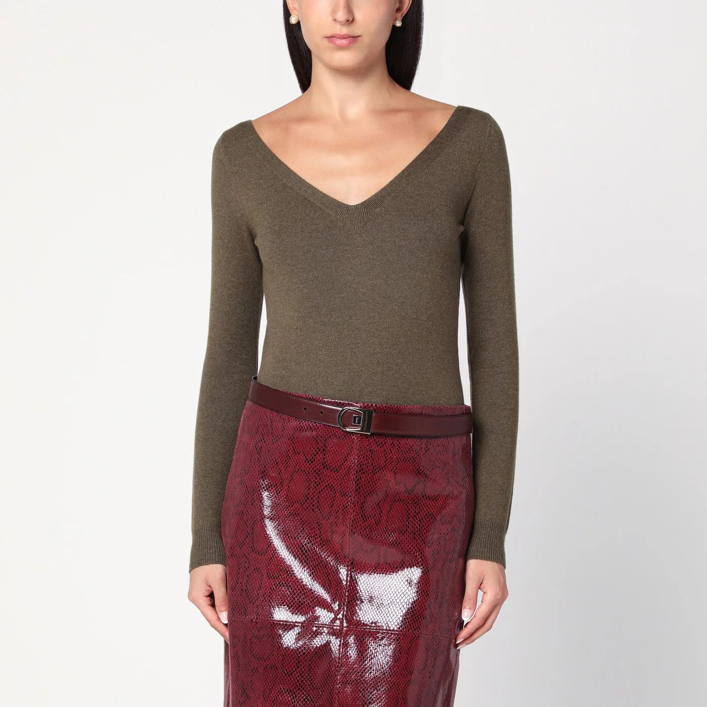 Saint Laurent Paris o1d2blof0526 Cashmere Sweater in Green Size S / US 4 / IT 40 - 1 Thumbnail