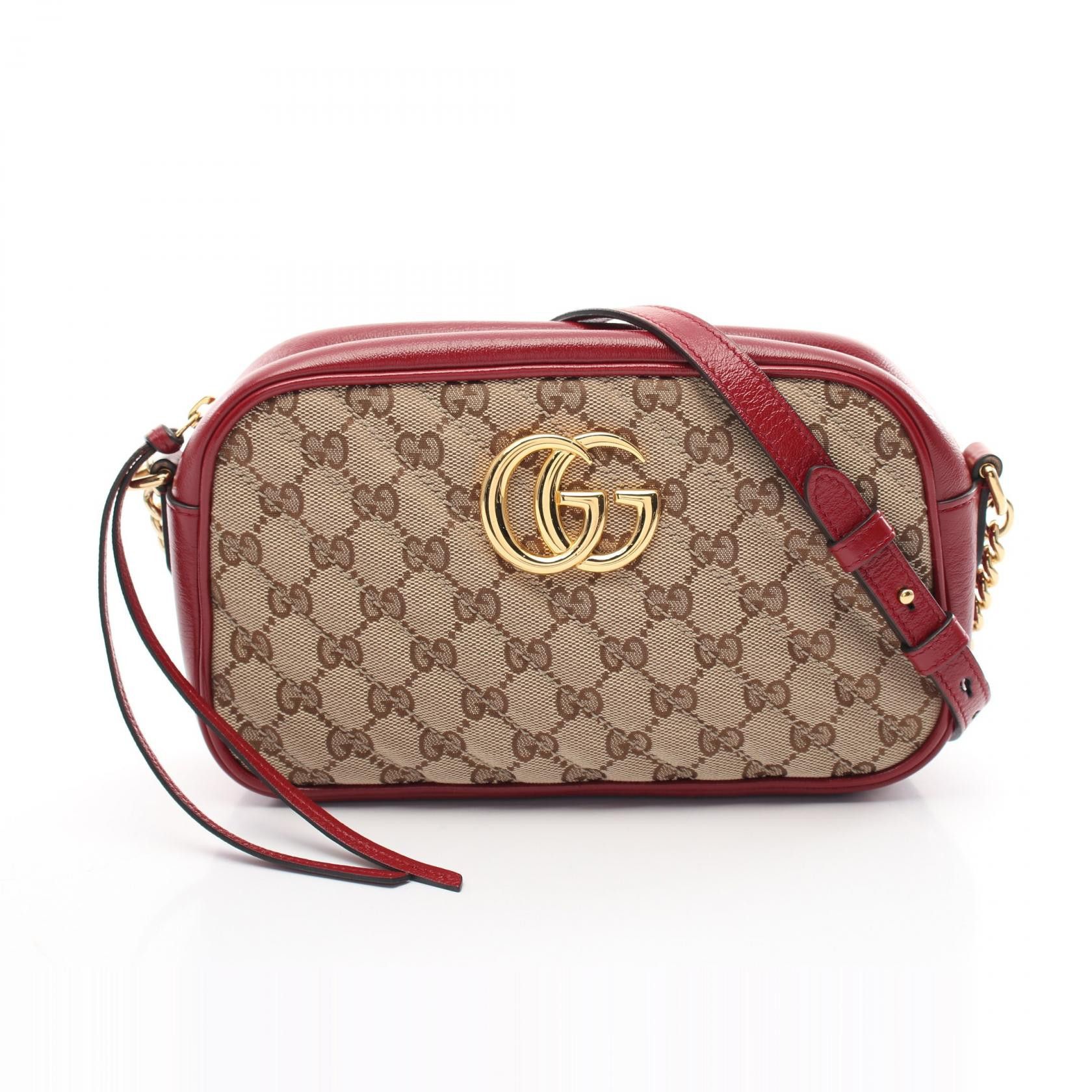 Gucci Gucci GG Marmont Canvas Leather Shoulder Bag Canvas Shoulder Bag 447632 in Beige, Women's