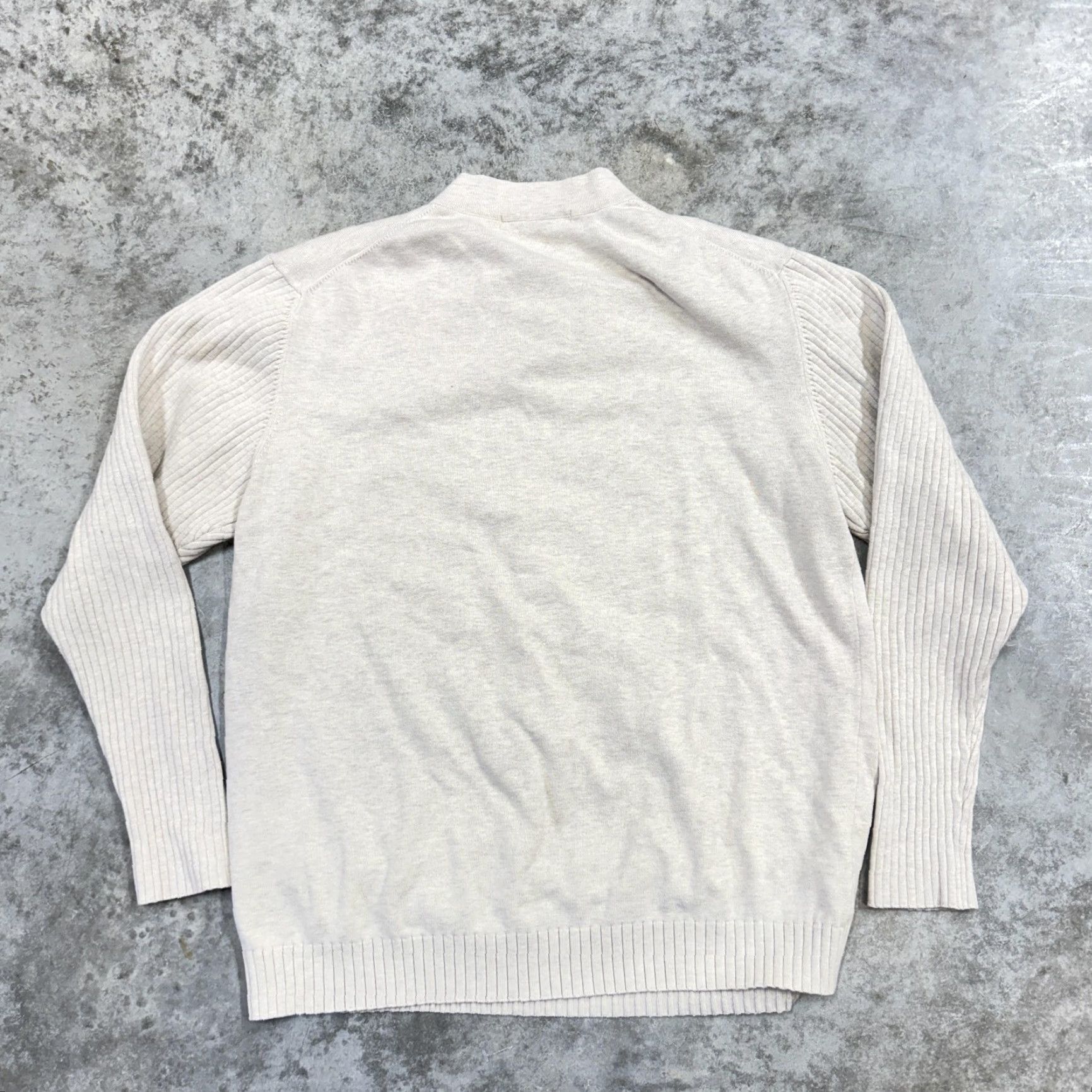 Nike VINTAGE Tiger Woods Sweater Mens Large Beige Cream V Neck Ribbed Knit Long Sleeve Golf Size US L / EU 52-54 / 3 - 4 Thumbnail