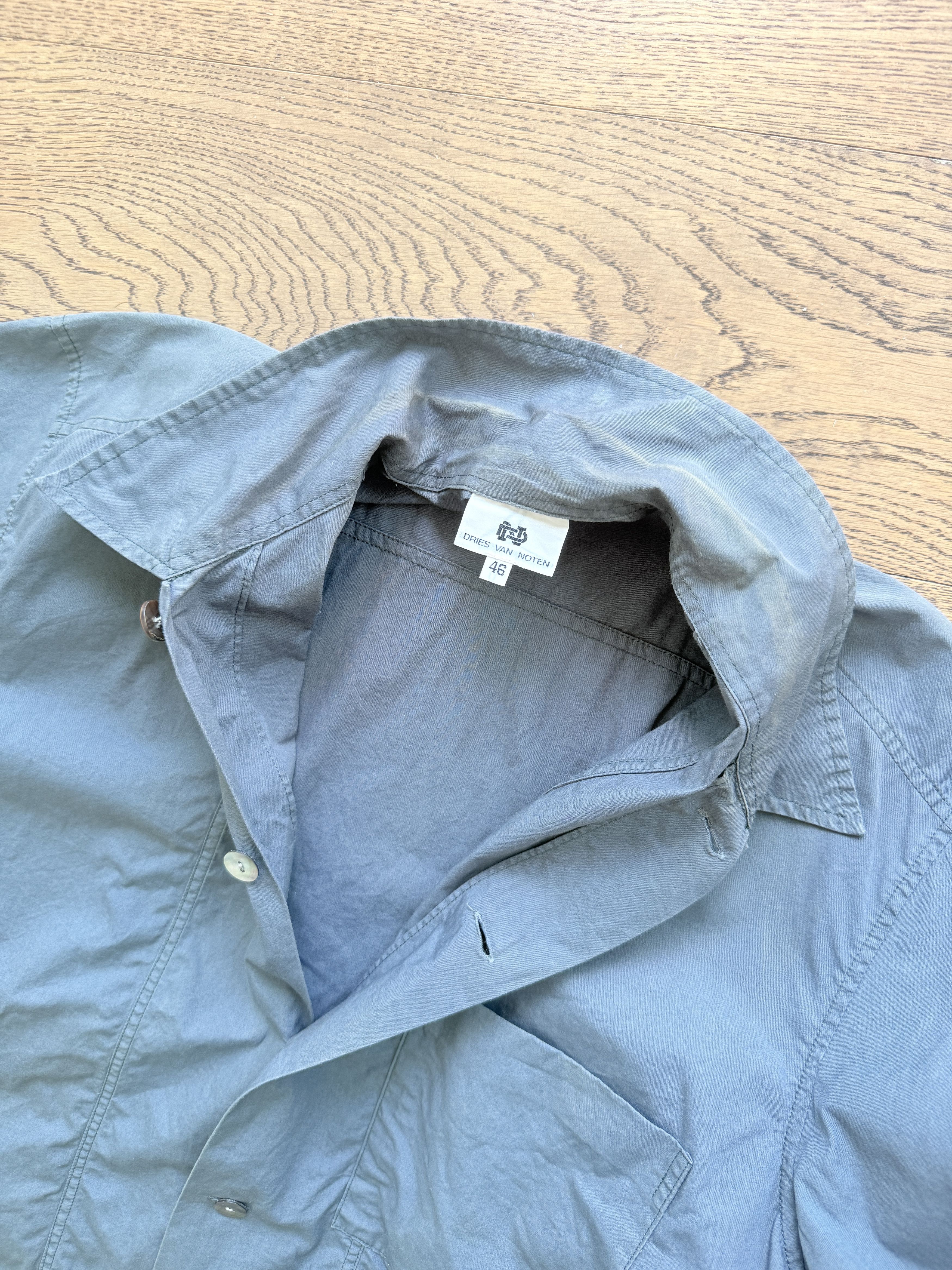 90s Dries Van Noten Mens Grey Cotton Shirt Collector Item