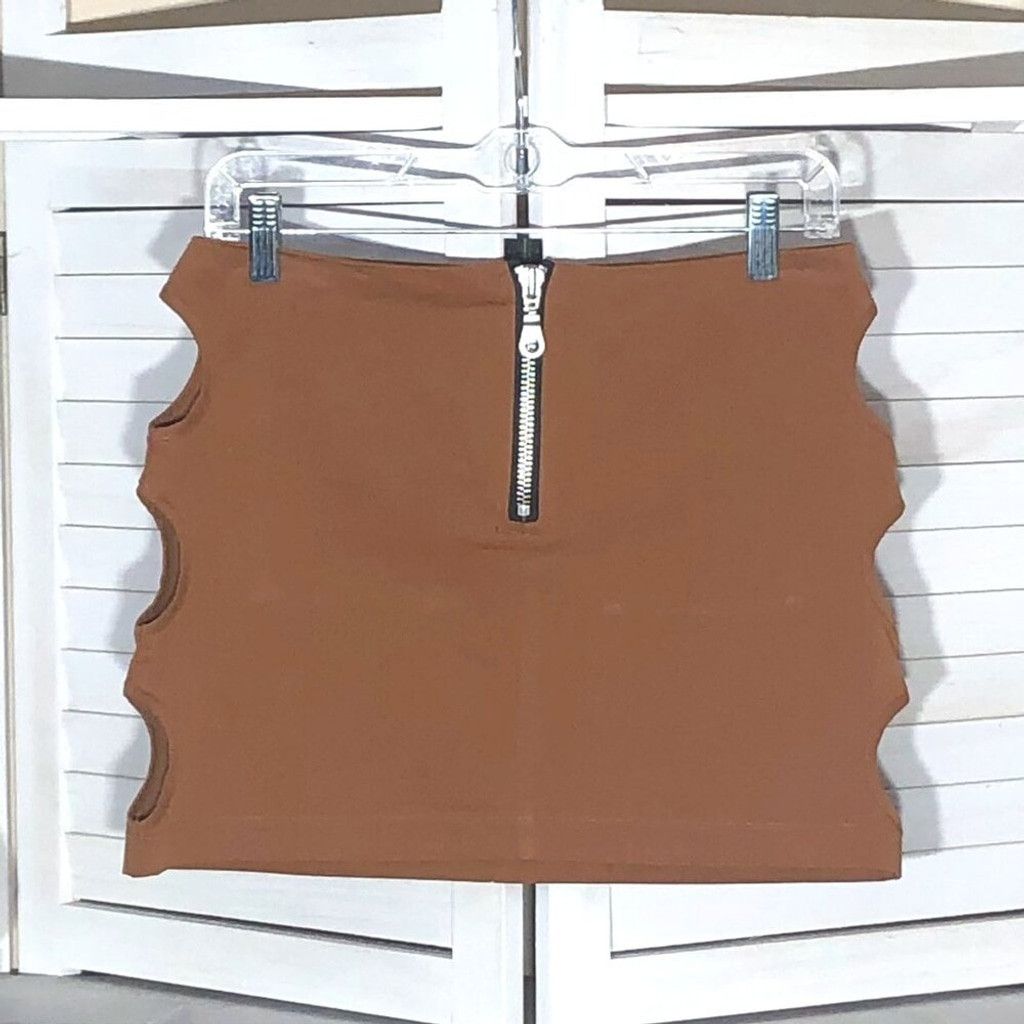 The Ragged Priest NWOT The Ragged Priest mini skirt cut out side light brown 8 Size 30" / US 8 / IT 44 - 1 Thumbnail