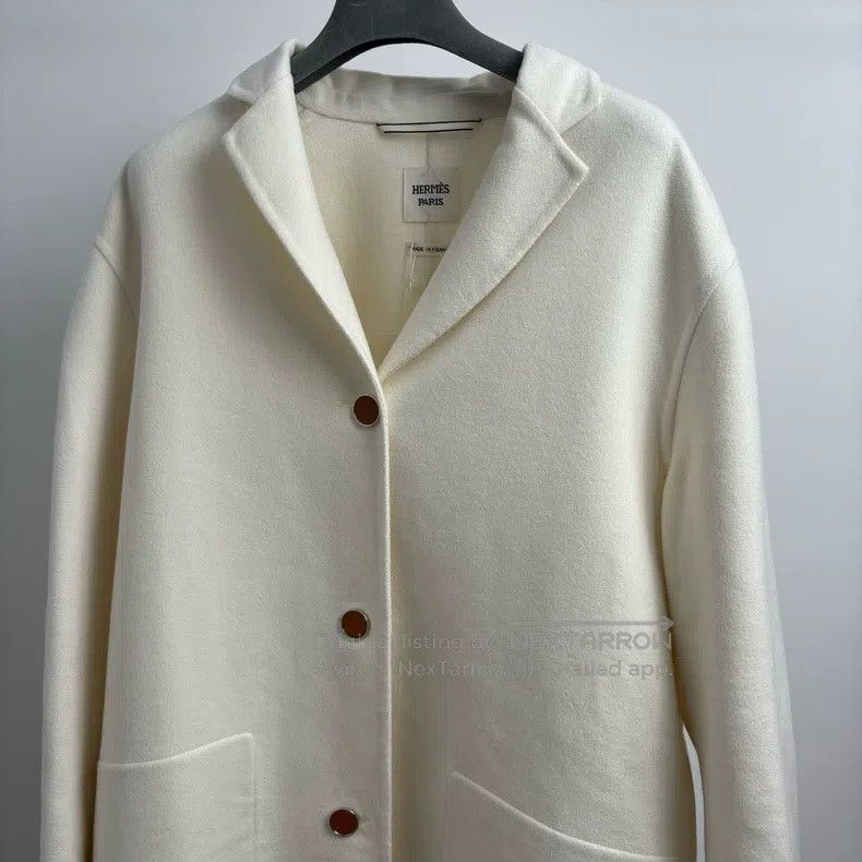 Hermes Hermes White Lapel Cashmere Coat Jacket Size S / US 4 / IT 40 - 6 Thumbnail