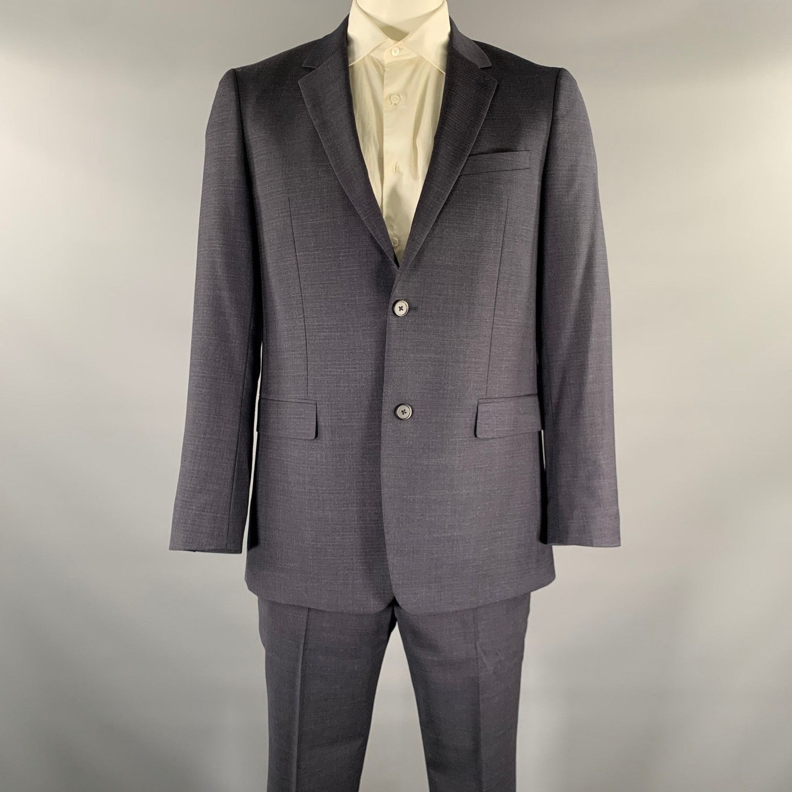Theory THEORY Size 42 Navy Heather Wool Blend Notch Lapel Suit Size 42L - 1 Thumbnail