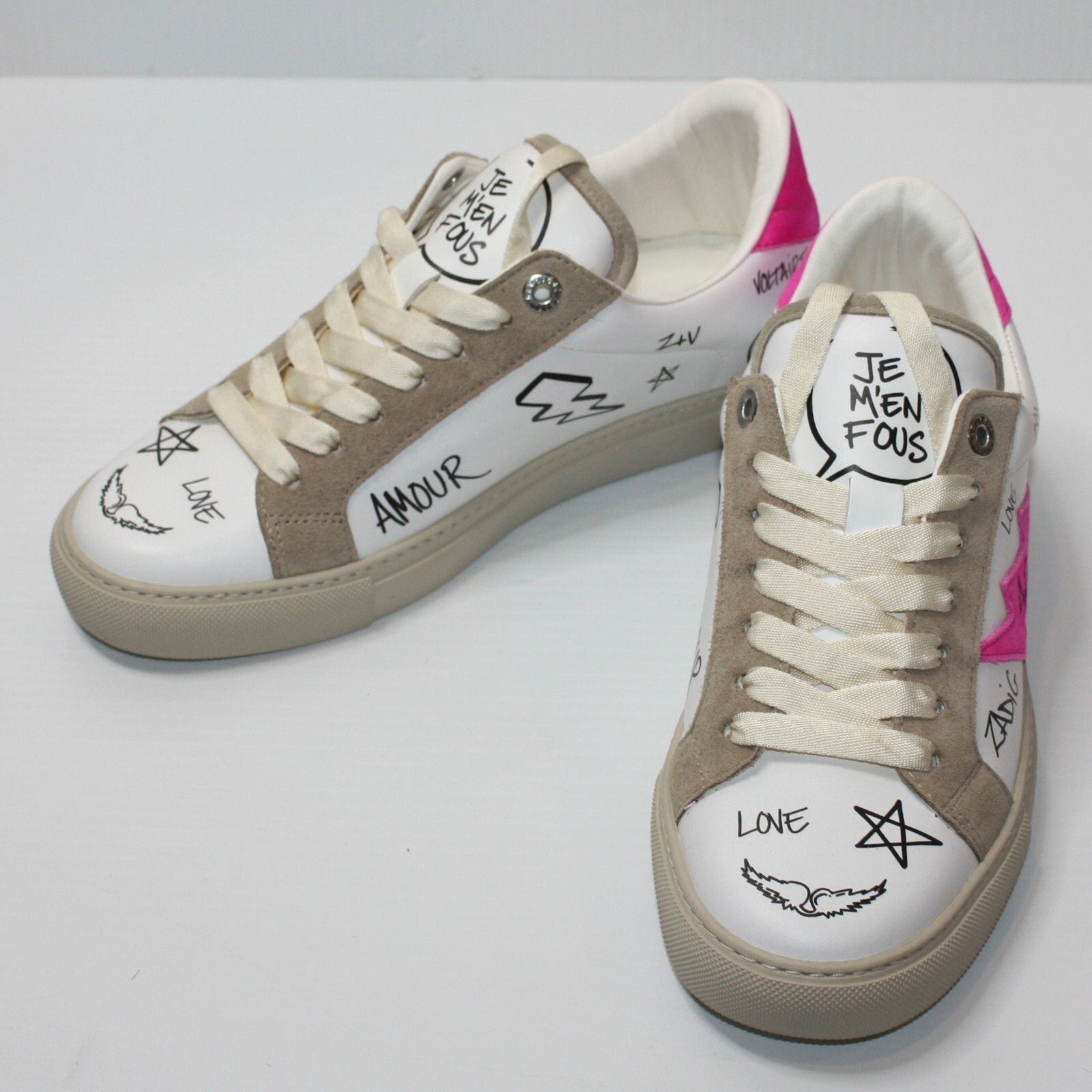 Zadig & Voltaire Charms Print Logo Leather & Suede Sneakers EU 40 / US 10 NEW Size US 10 / IT 40 - 6 Thumbnail