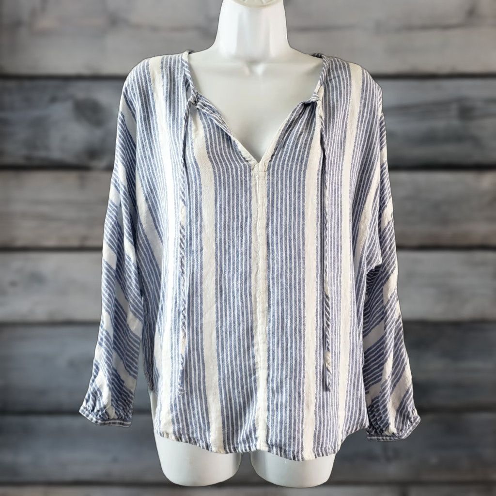 Rails Rails Womens Finn Striped Top Sz Small Blue White Long Sleeve Linen Blend Shirt Adult Small Womens Blue Striped Rails Finn Long Sleeve Linen Blend Size S / US 4 / IT 40 - 1 Thumbnail