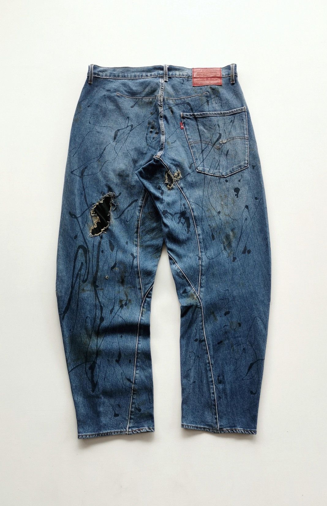 Baggy Taper Levis LEJ 570 Reworked Paint Splattered Jeans