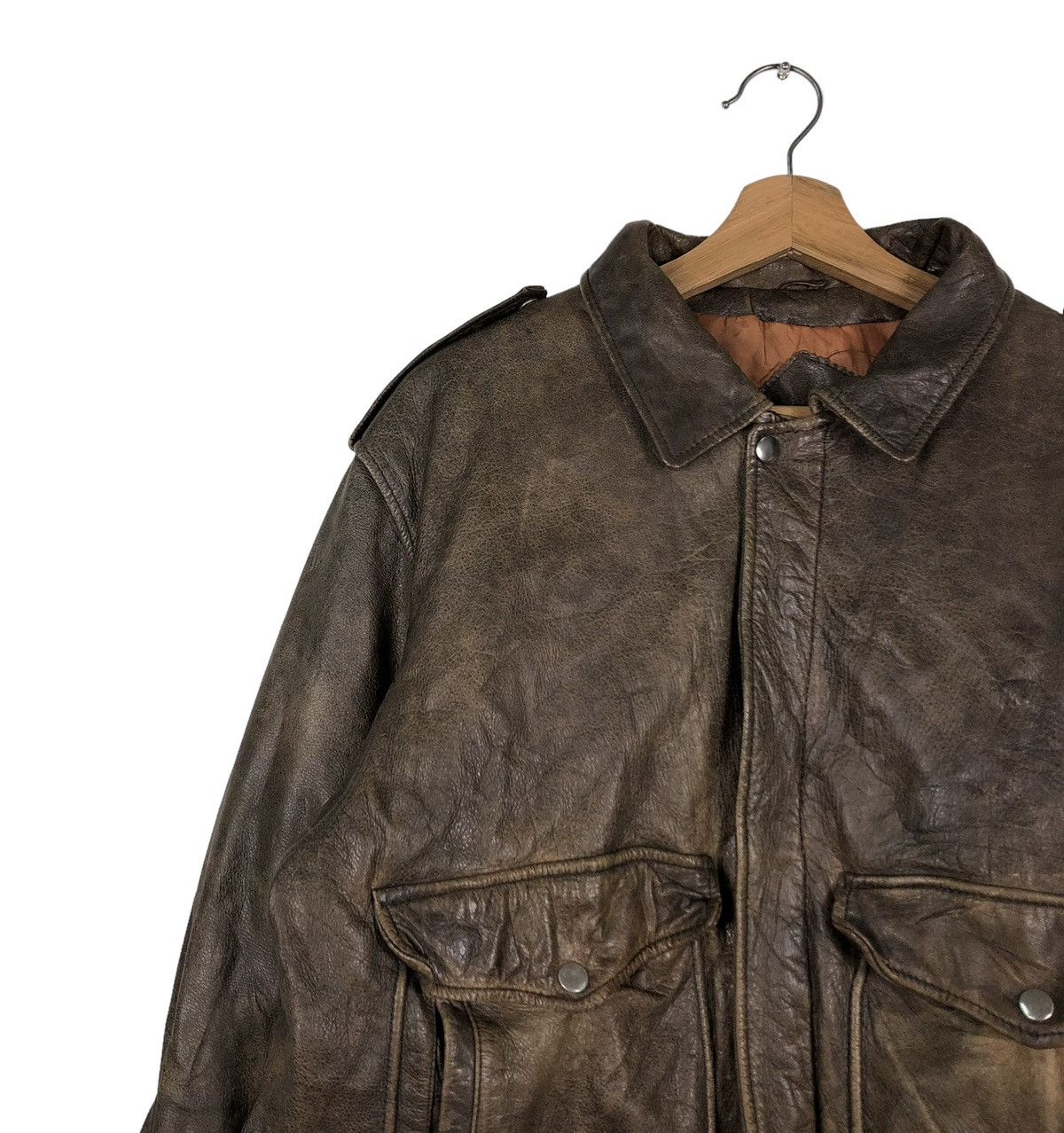 Japanese Brand 🔥VINTAGE FLY BOMBER LEATHER JACKET FOX-TROT JAPAN MADE Size US M / EU 48-50 / 2 - 4 Thumbnail