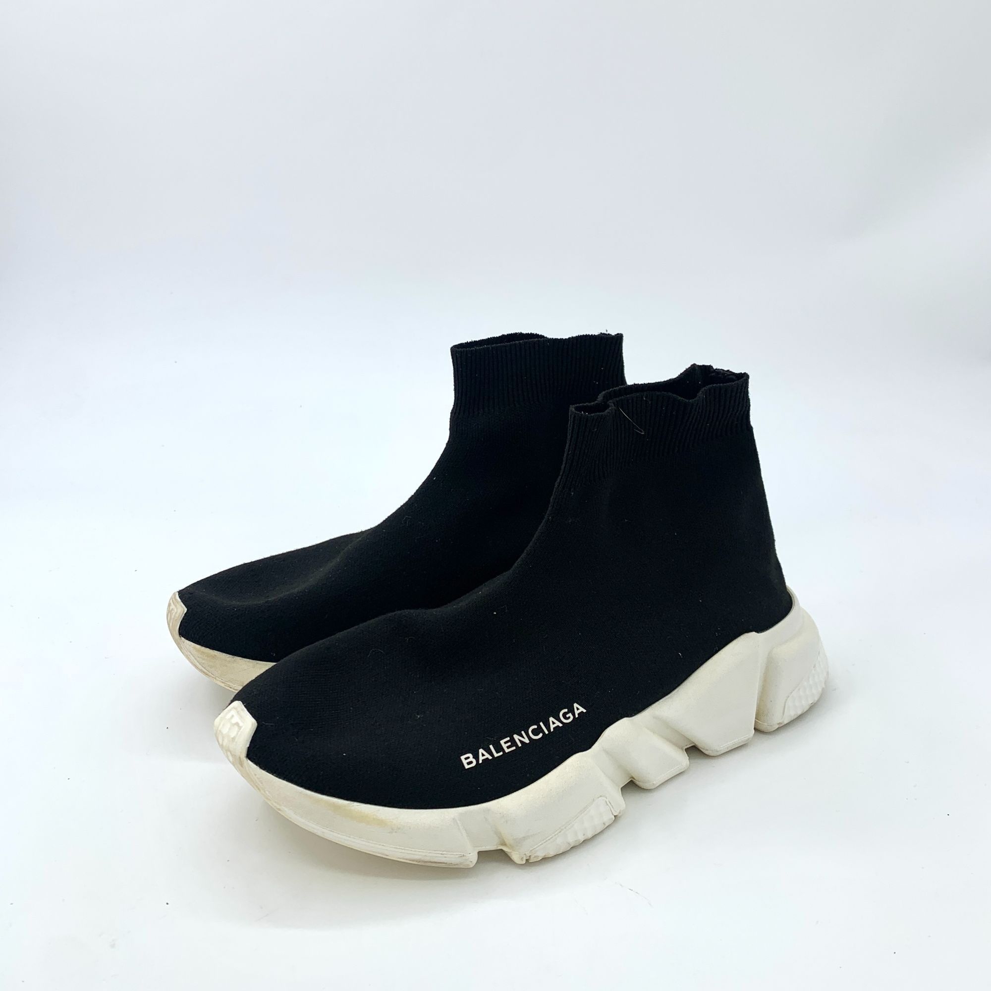 Balenciaga Balenciaga Black Logo Letter Print Chunky Sock Sneakers (Siz Size US 7 / IT 37 - 5 Thumbnail