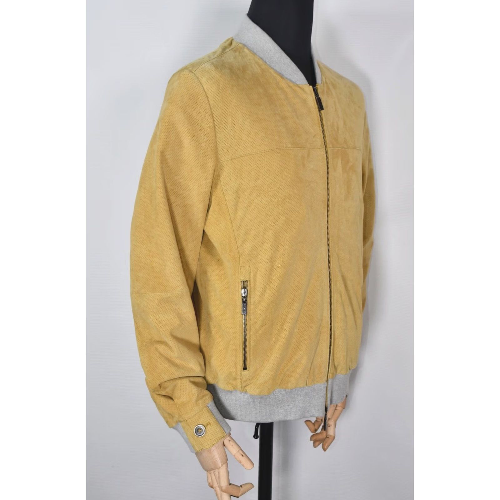 Vintage Gimo's Leather Jacket Mens L IT 52 Bomber Leather Yellow 100% Genuine 100% Leather Vintage No Style Winter Casual Sz IT52 Size US L / EU 52-54 / 3 - 4 Thumbnail