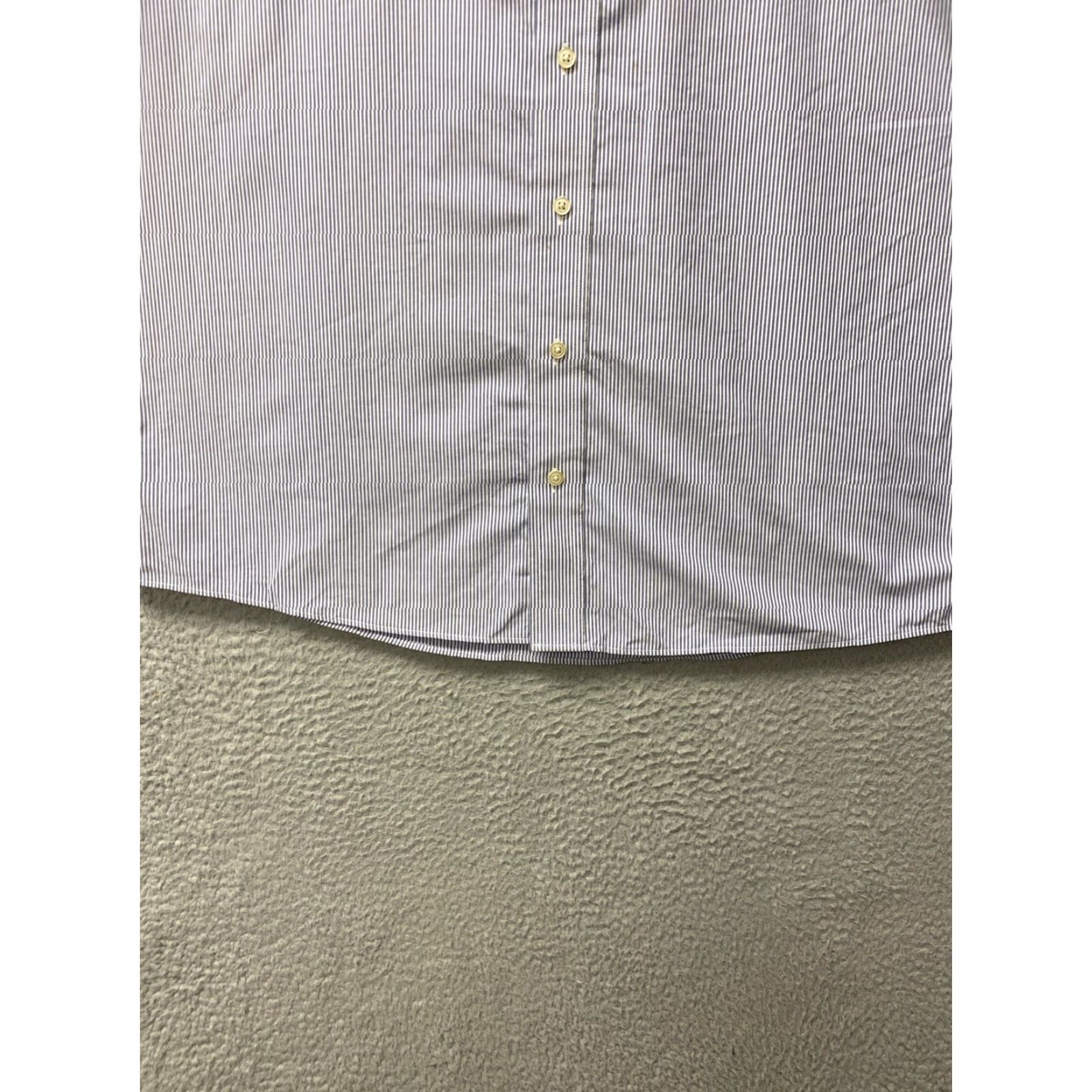Vintage Jos A Bank Dress Shirt Men XL Navy Striped Button Up Knit Easy Care Stretch 11851 Mens Size 46R - 2 Thumbnail