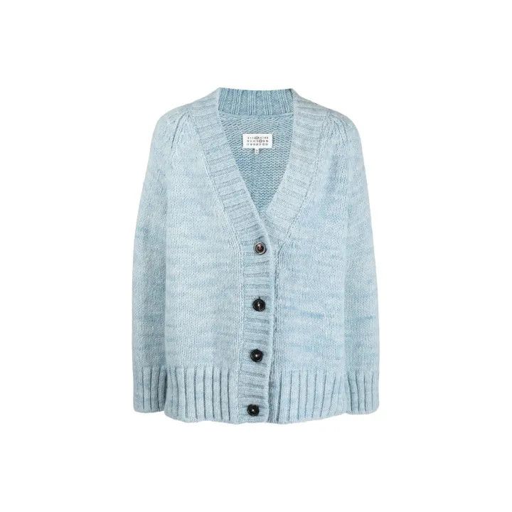 Maison Margiela MM6 Maison Margiela V-Neck Oversized Cardigan 0079 Size L / US 10 / IT 46 - 1 Thumbnail