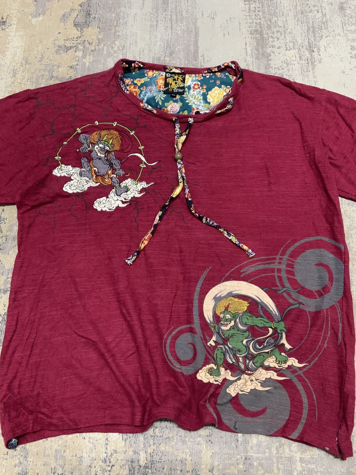 Karakuri Tamashii Vtg KARA KURI TAMASHI Sukajan Tshirt Oni Spirit Size US M / EU 48-50 / 2 - 2 Thumbnail