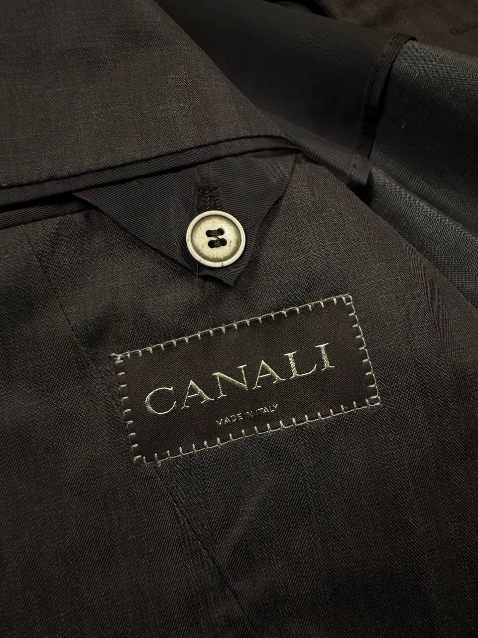 Canali Canali Herringbone Blazer Brown 2-Button Blazer Size 50R - 8 Thumbnail