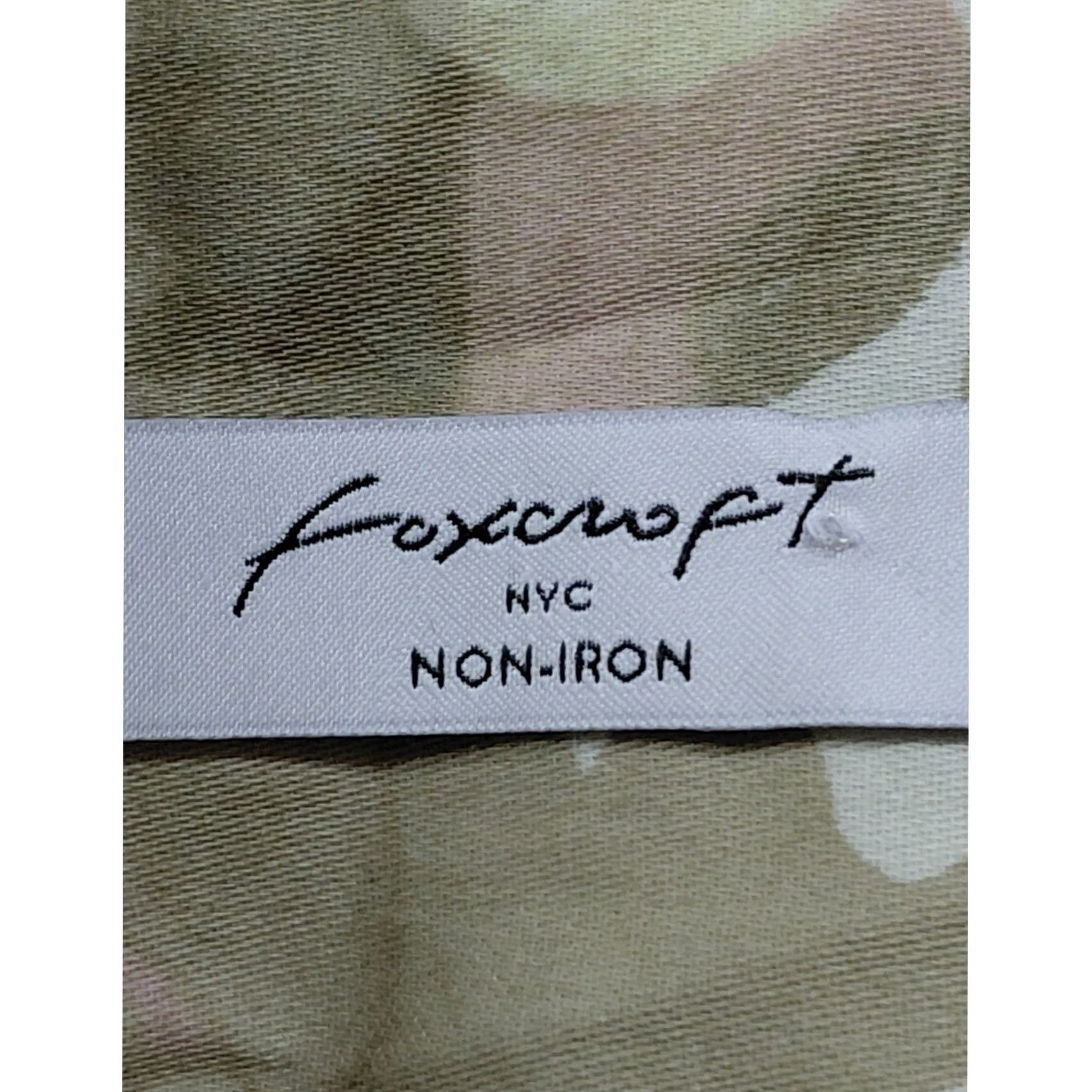 Vintage Foxcroft NYC NON-IRON Floral Button-Up Shirt Beige Woven Long Size 14 Women Ladies Dress Shirt Size XL / US 12-14 / IT 48-50 - 3 Thumbnail