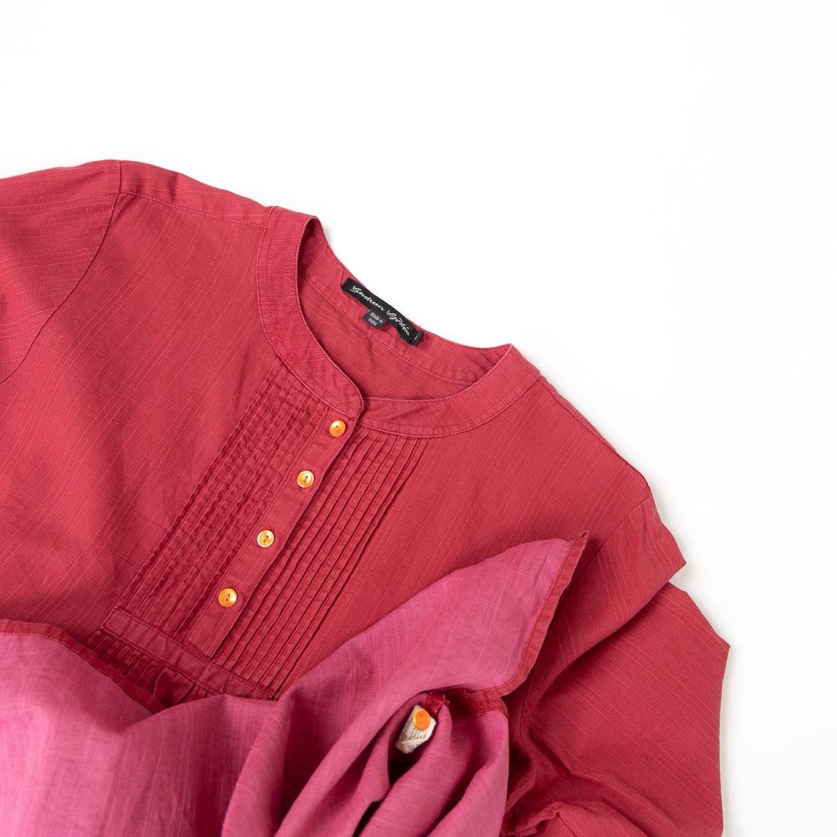 Gudrun Sjoden Gudrun Sjoden Linen Tunic Top Red Pink Button 3/4 Sleeve Size M / US 6-8 / IT 42-44 - 3 Thumbnail