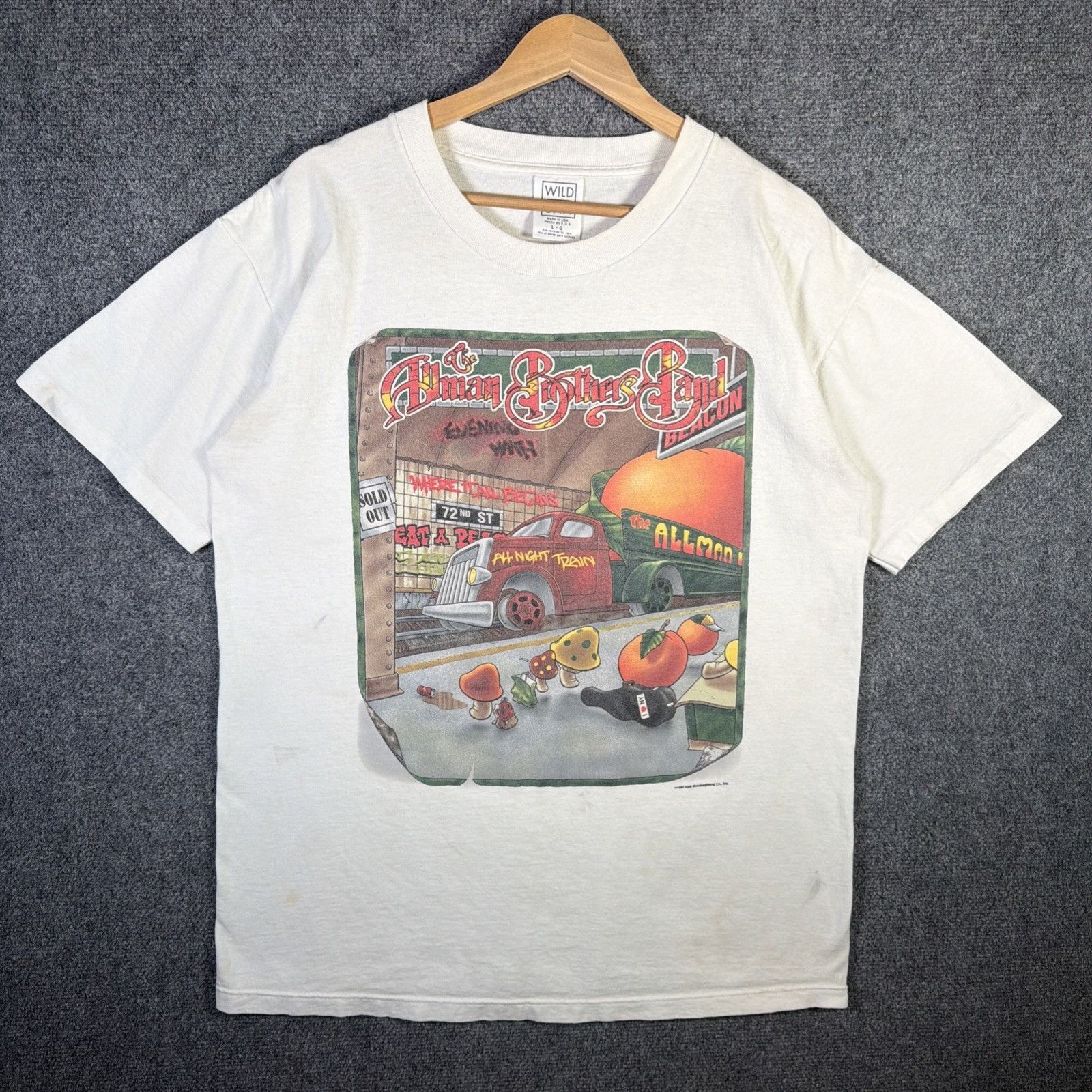 Vintage Allman Brothers Band Shirt Mens Large White 90s Tour