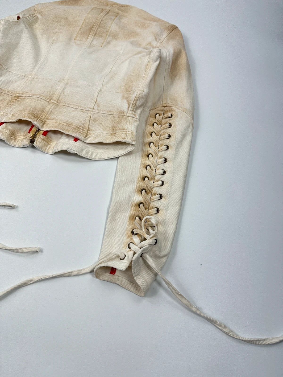 Prada Prada Sport SS2003 White Dust Fade Wash Denim Lace Jacket Size M / US 6-8 / IT 42-44 - 8 Thumbnail