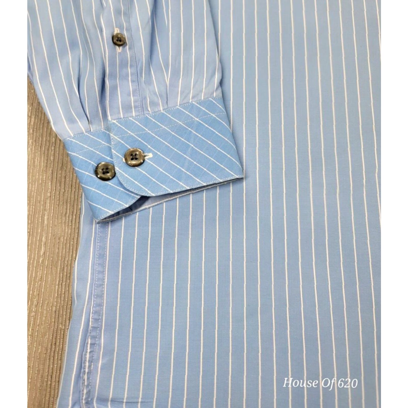 Vintage Acorn Shirt L Blue White Striped Button-Up Long Sleeve Italy Sz L Size US L / EU 52-54 / 3 - 4 Thumbnail