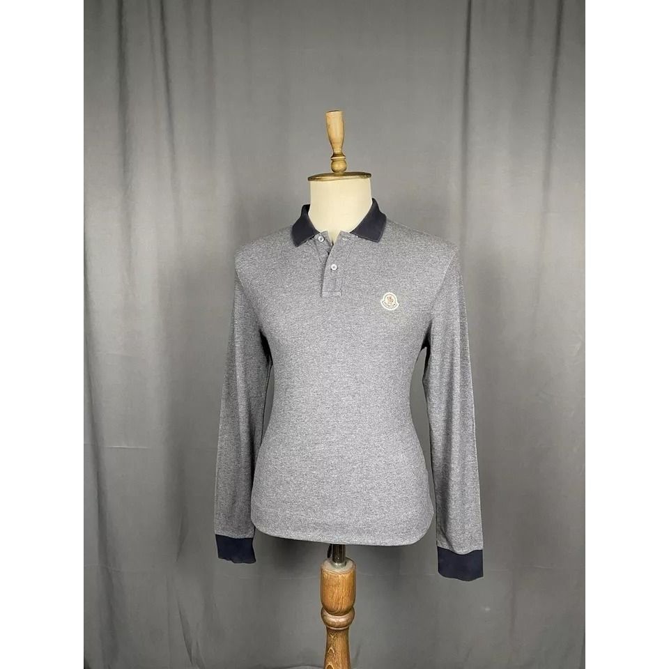 Moncler Moncler Maglia Men's Gray Collared Polo Longsleeve Sweater S Size US M / EU 48-50 / 2 - 3 Thumbnail
