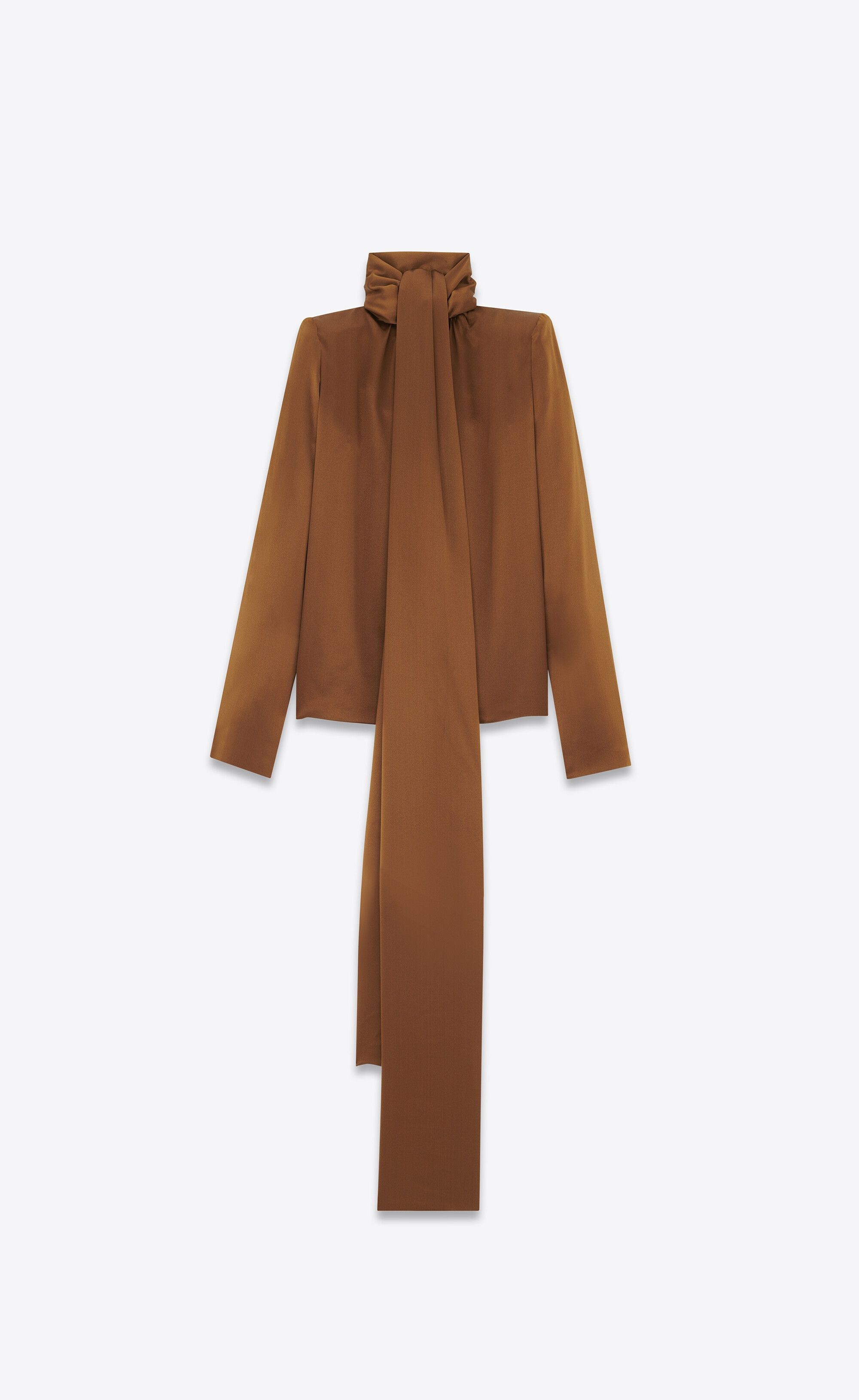 Saint Laurent Paris o1s1wg110125 767240 Lavallière-Neck Blouse Silk Satin Crepe Size S / US 4 / IT 40 - 4 Thumbnail