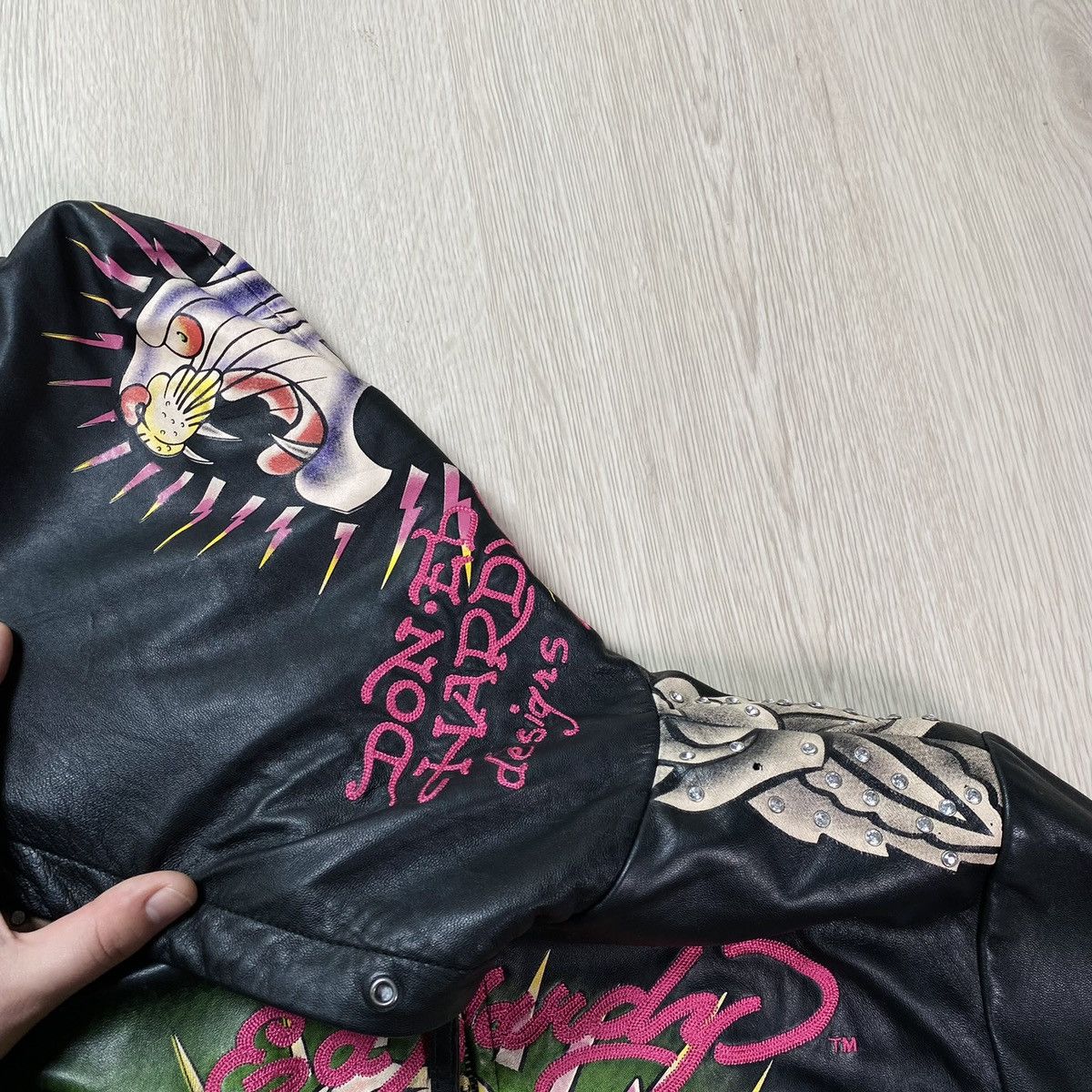 Ed Hardy Ed Hardy by Christian Audigier genuine leather hooded jacket Size S / US 4 / IT 40 - 15 Thumbnail