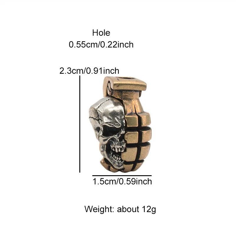 Handmade 3Pcs Skull Grenade Knife Beads Paracord Bead Zipper Umbrella Size ONE SIZE - 9 Thumbnail
