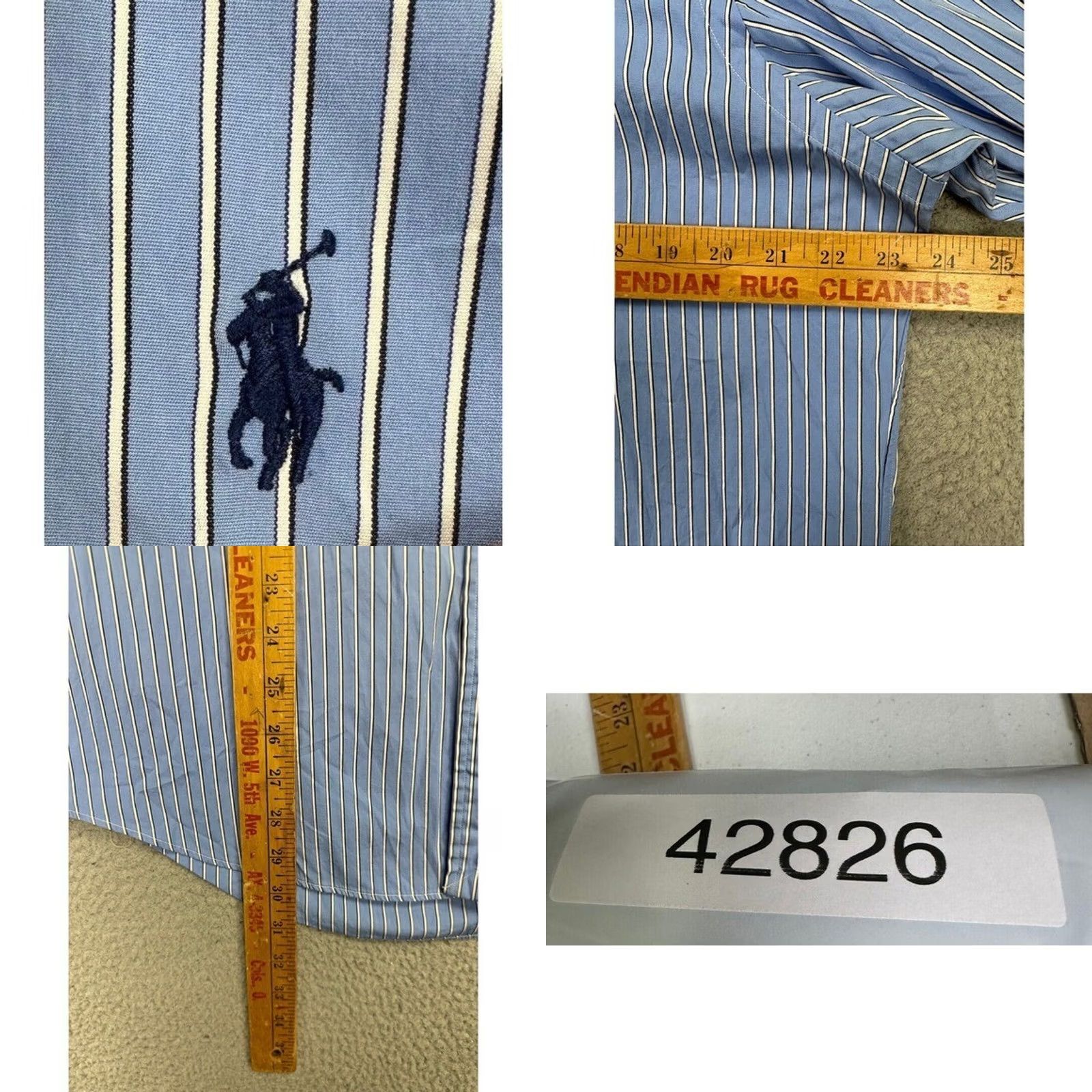 Ralph Lauren Ralph Lauren Shirt Men 16.5 42 Blue Double Striped Dress Pony Custom Button Down Shirt Mens Regular Size 16.5 42 Blue Striped Dress Shirt VINTAGE? Size 46R - 8 Thumbnail