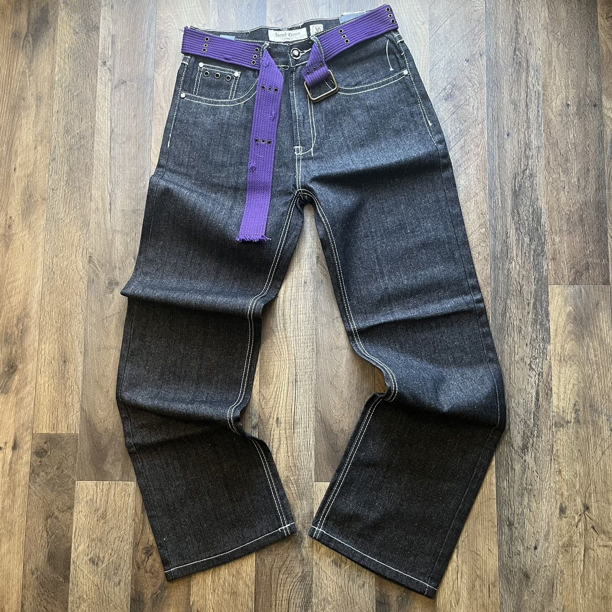 Affliction × Vintage CRAZY Y2K Sacred Crown Gothic Embroidered Denim jeans 30x32 Size US 30 / EU 46 - 3 Thumbnail
