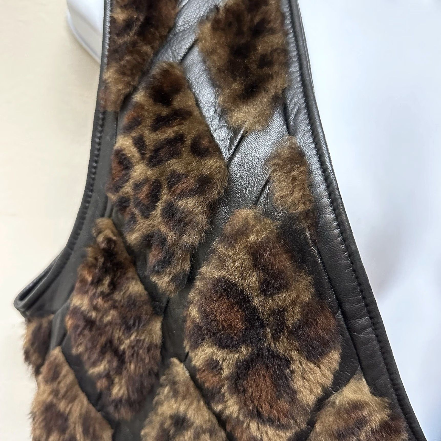 Skin VINTAGE Lydia Creazioni Lamb Skin Leather Moto Vest 1980s Brown M/L Double Breasted Diamond Patchwork Womens Size M / US 6-8 / IT 42-44 - 6 Thumbnail