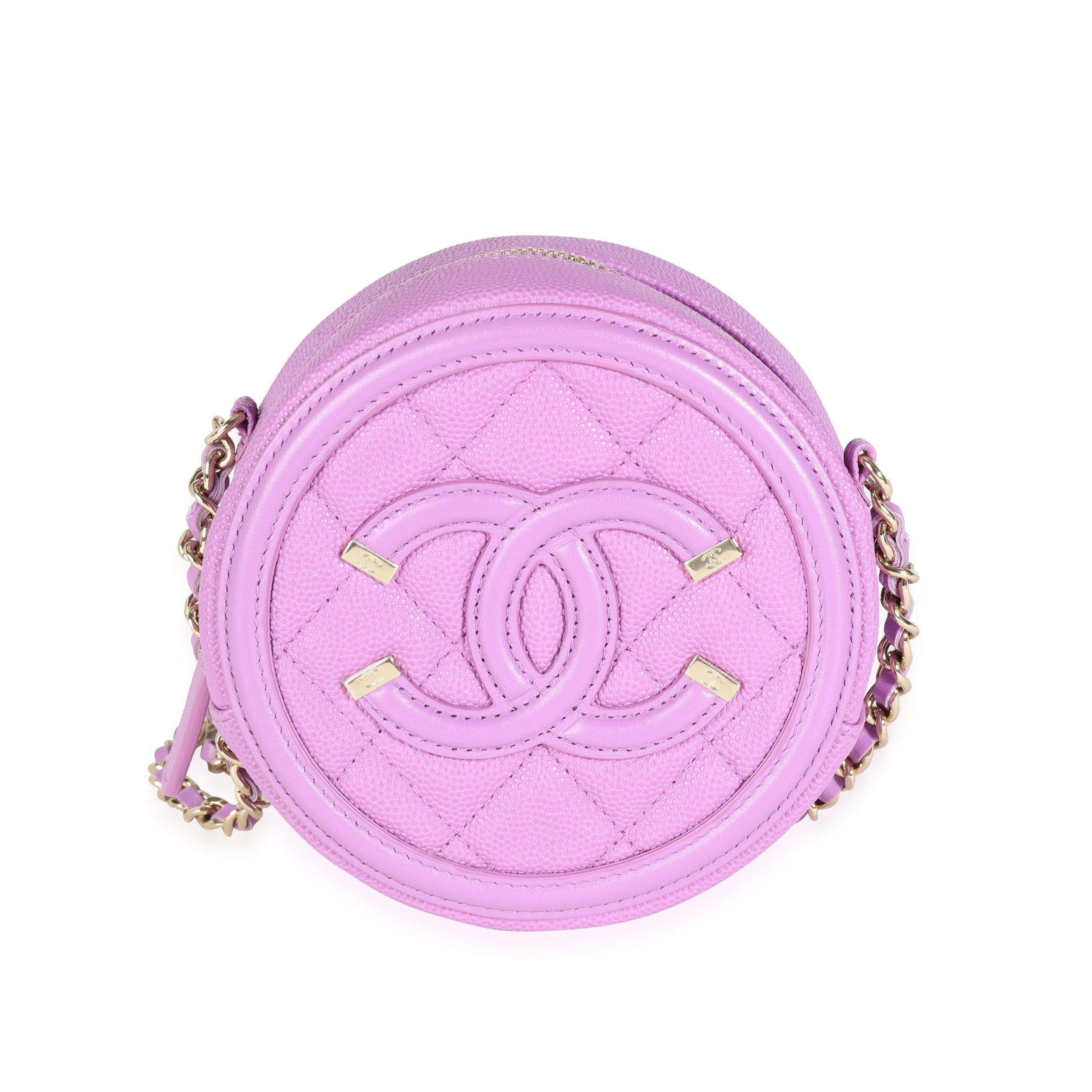 image of Chanel Lavender Quilted Caviar Round Filigree Mini Crossbody in Pink, Women's