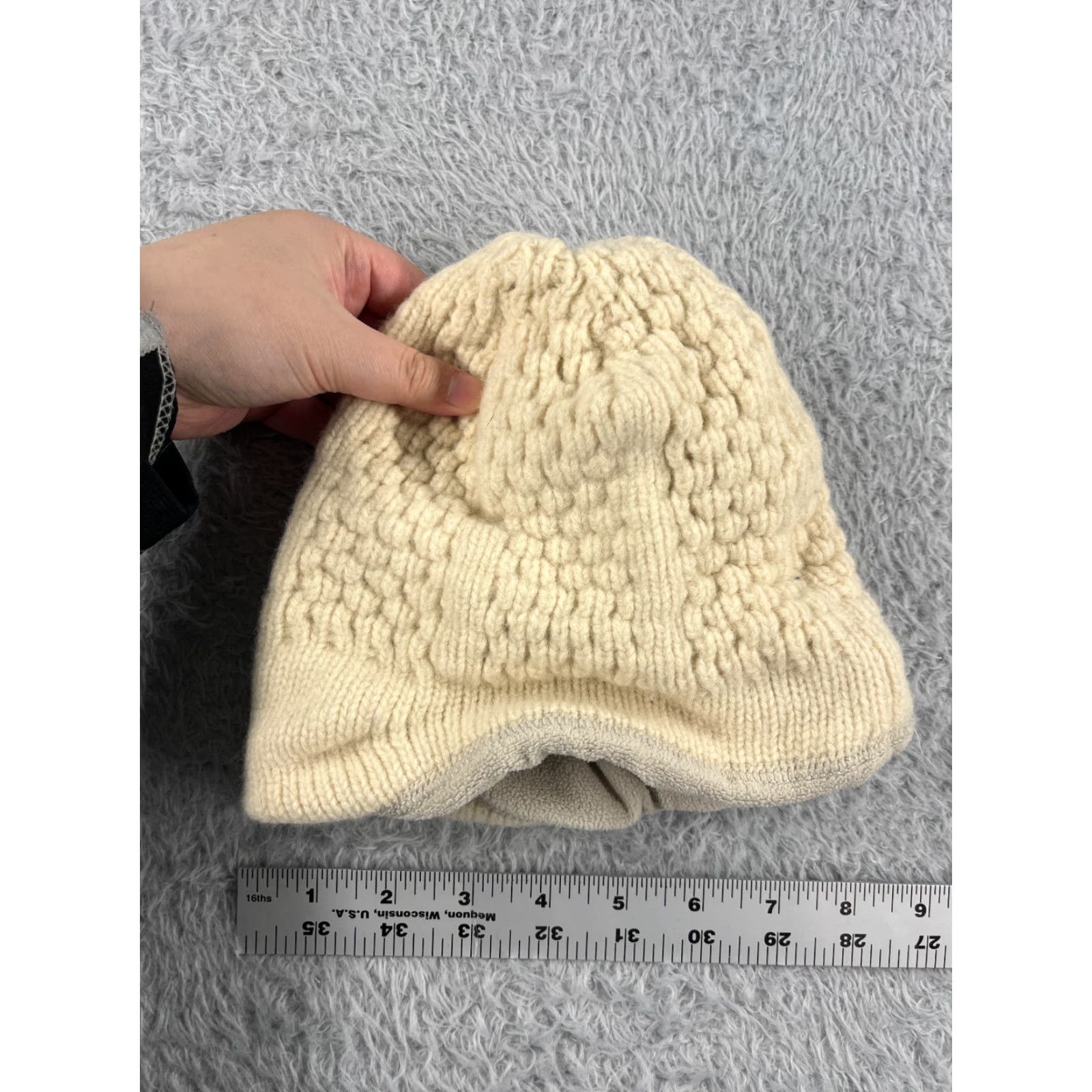 Patagonia VINTAGE Patagonia Beanie Womens One Size Ivory Knit Wool Poly Lined Ski Hat/Cap Winter Outdoor Logo 90s Mens Womens Size ONE SIZE - 4 Thumbnail
