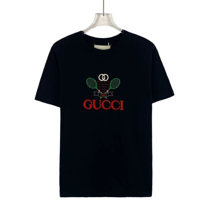 Gucci Gucci Black logo letter embroidery cotton round-neck short- Size US S / EU 44-46 / 1 - 1 Thumbnail