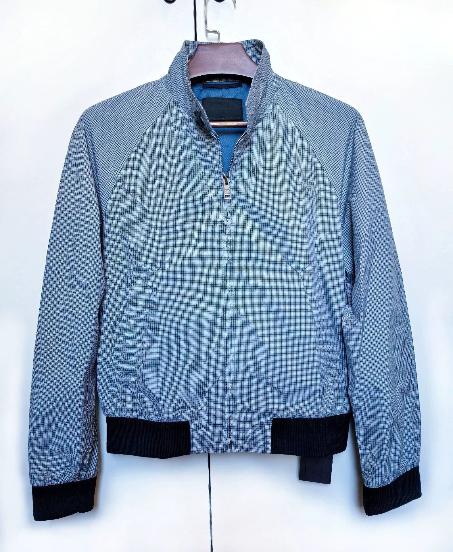Saint Laurent Paris Prada Men's Blue Checkered Nylon Jacket Size US M / EU 48-50 / 2 - 1 Thumbnail
