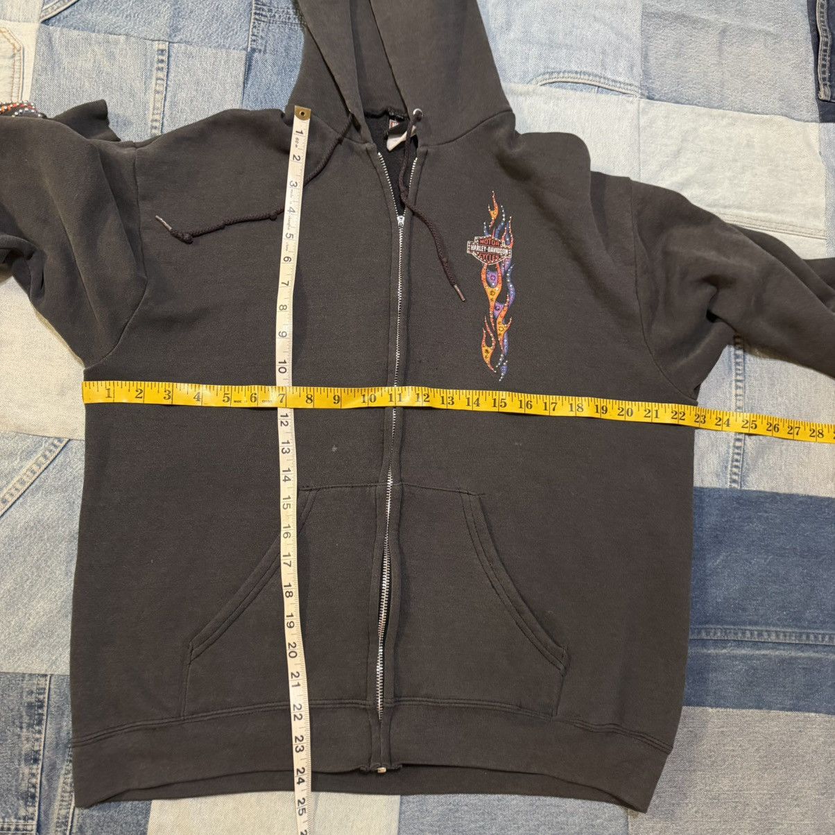 Harley Davidson Vtg Harley Davidson Rhinestone Flame Hoodie Rare Custom M Size US M / EU 48-50 / 2 - 10 Thumbnail