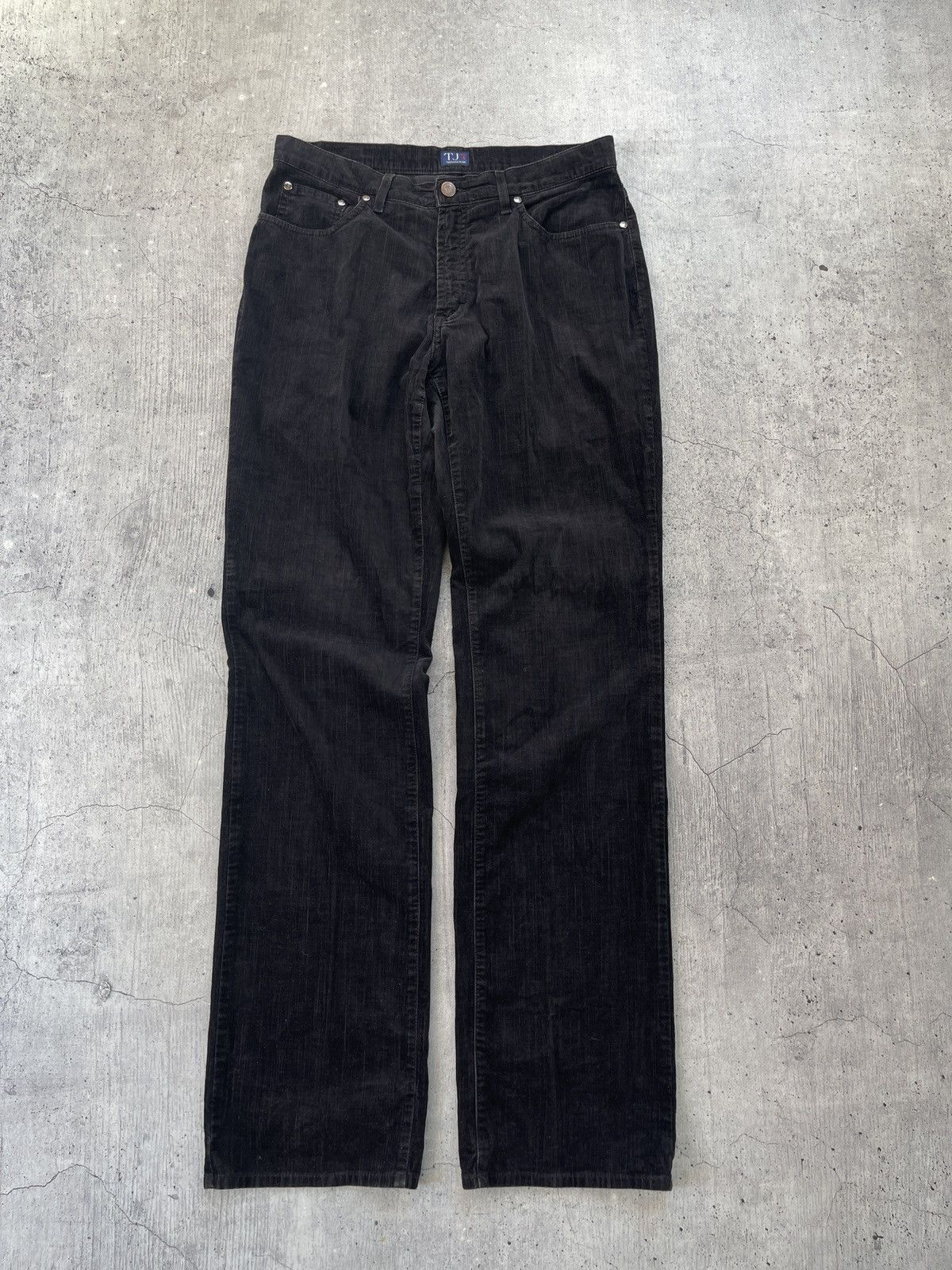 Trussardi × Vintage Trussardi Jens High Waist Straight Fit Black Jeans corduroy Size US 33 - 6 Thumbnail