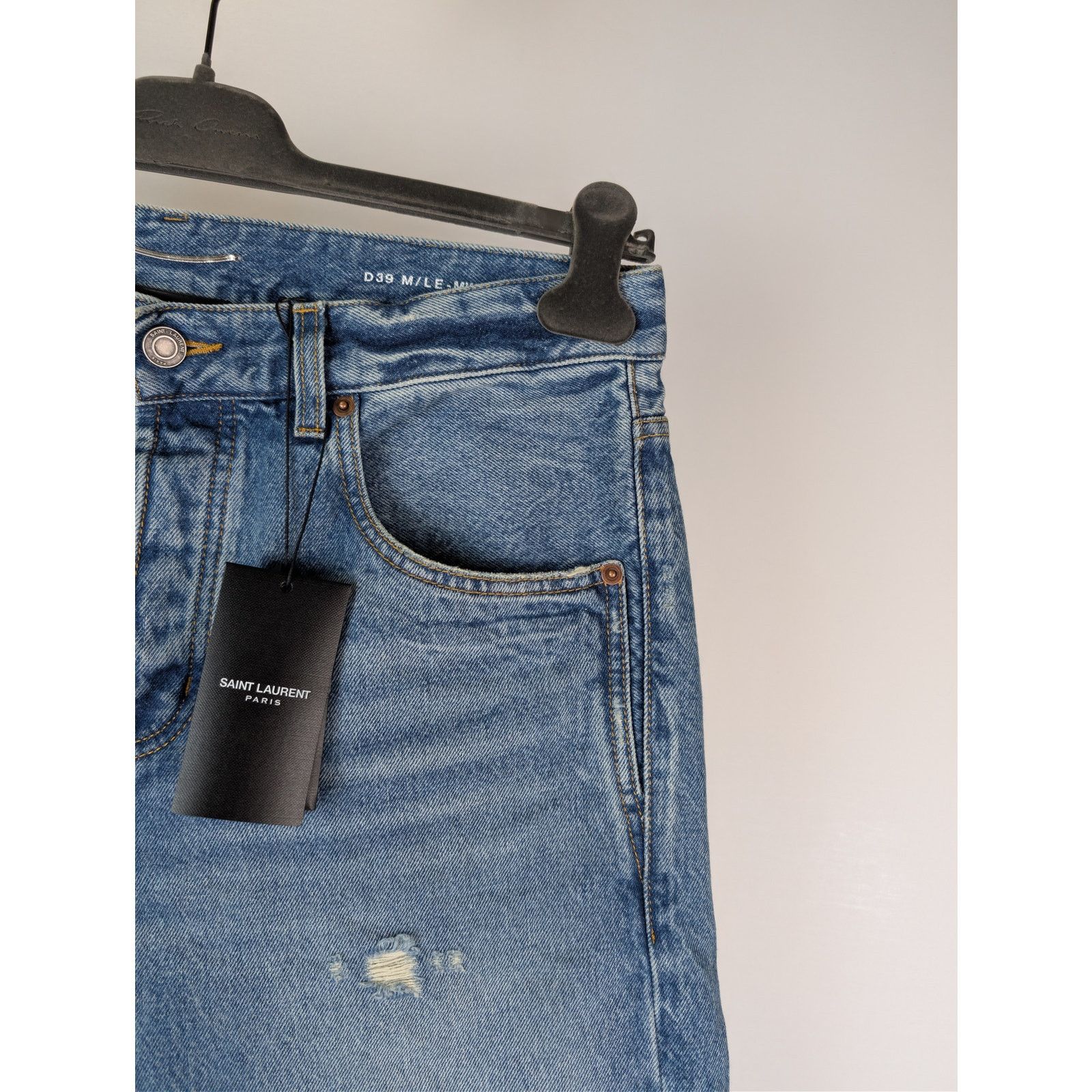 Saint Laurent Paris o1rshd1 Long Extreme Baggy Globe Sky Denim Jeans in Blue Size US 34 / EU 50 - 5 Thumbnail
