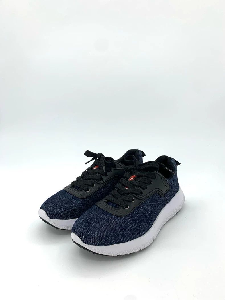 Prada Prada Dark blue denim lace-up casual shoes sneakers 2501-Ne Size US 7 / EU 40 - 1 Thumbnail