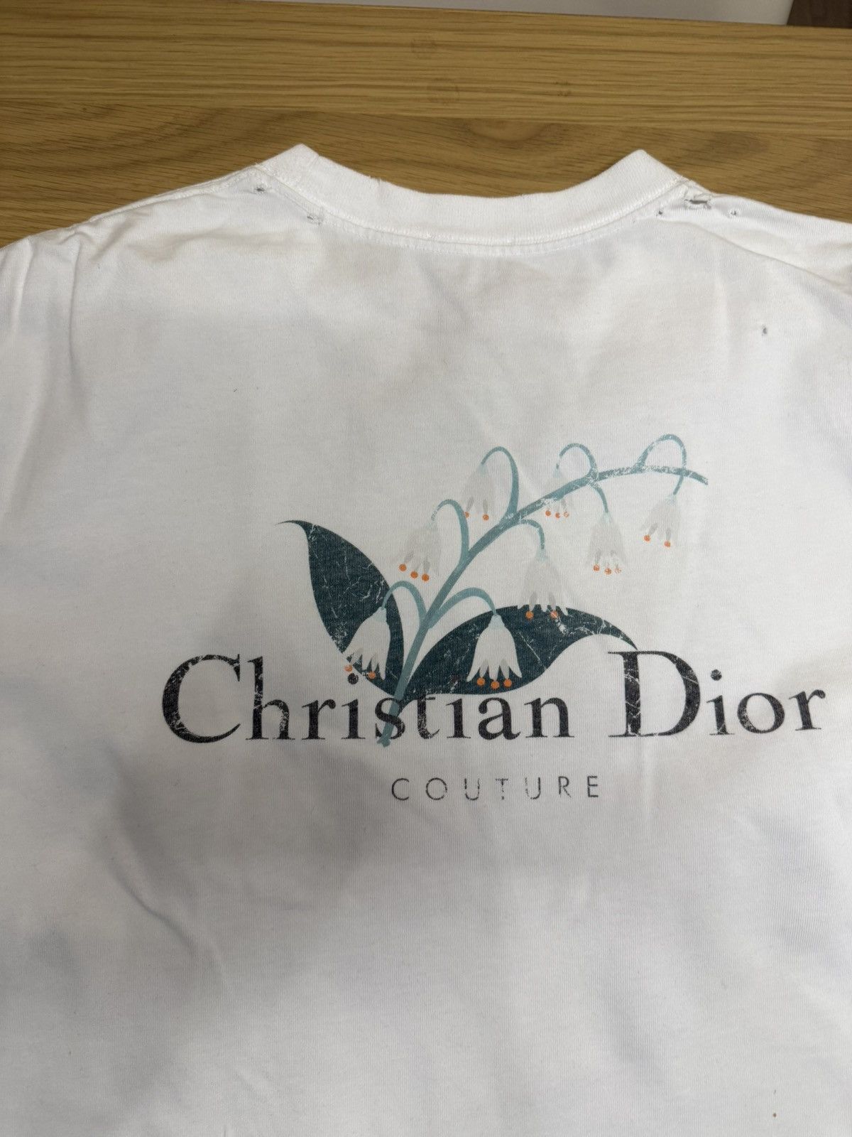 Dior Christian Dior Distressed Tee Lily Print -XL Size US XL / EU 56 / 4 - 2 Thumbnail