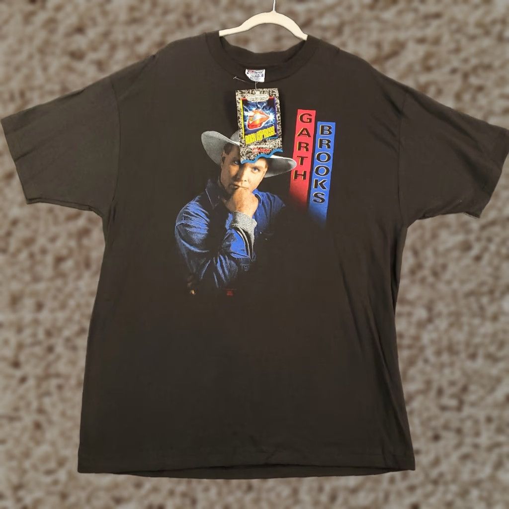 Hanes VINTAGE Hanes Beefy-T Shirt XL Black 90s Garth Brooks Cowboy Music Western Short Sleeve Crew Neck Mens Size US XL / EU 56 / 4 - 1 Thumbnail