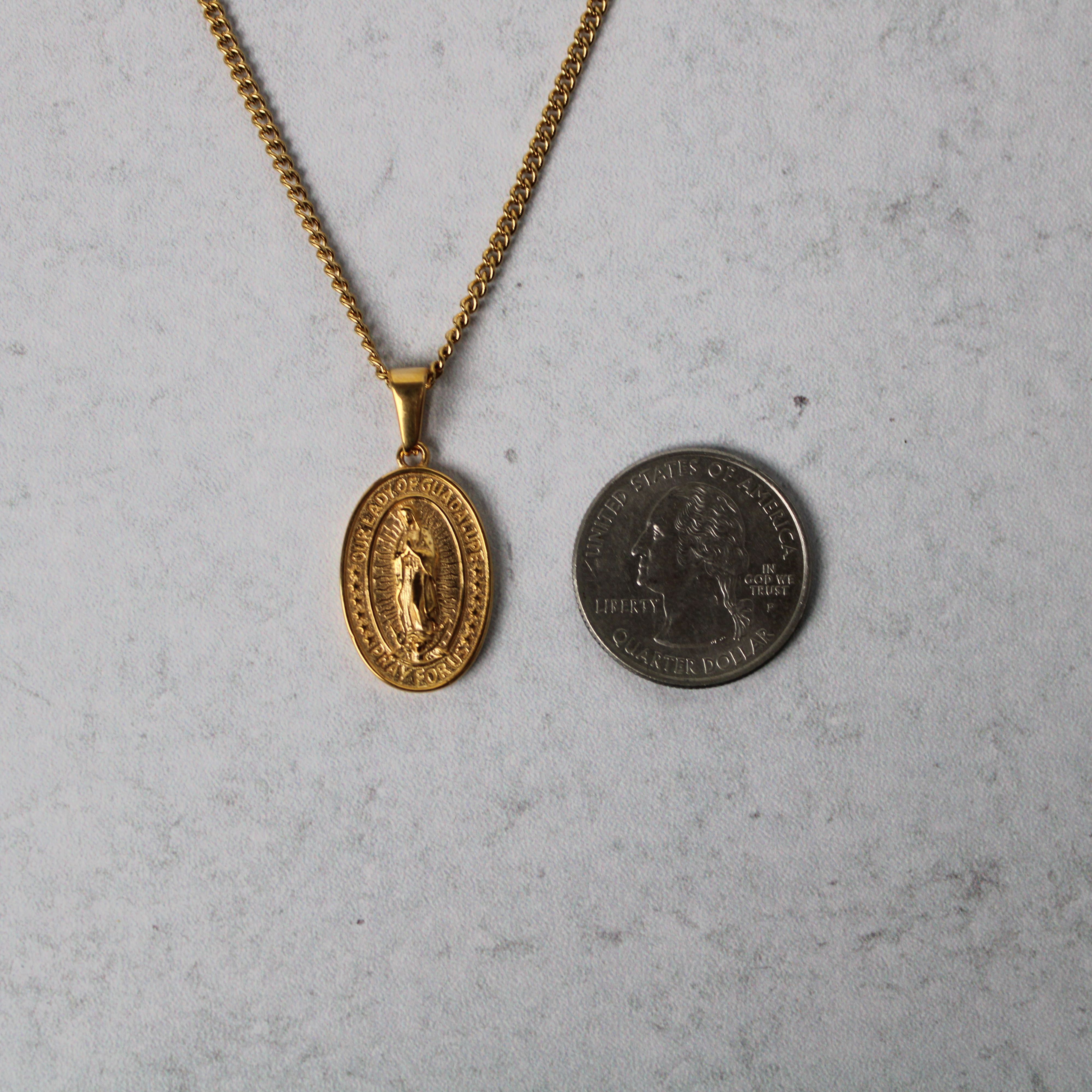 Jewelry Gold Lady of Guadalupe Pendant Chain Necklace Size ONE SIZE - 7 Thumbnail