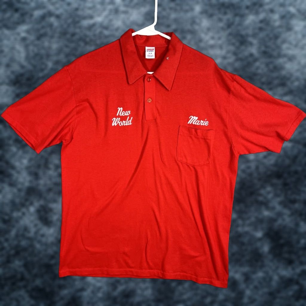 Jerzees VINTAGE Jerzees Polo Shirt 80s Marie Adult XL Red Cotton Blend Mens Size US XL / EU 56 / 4 - 1 Thumbnail