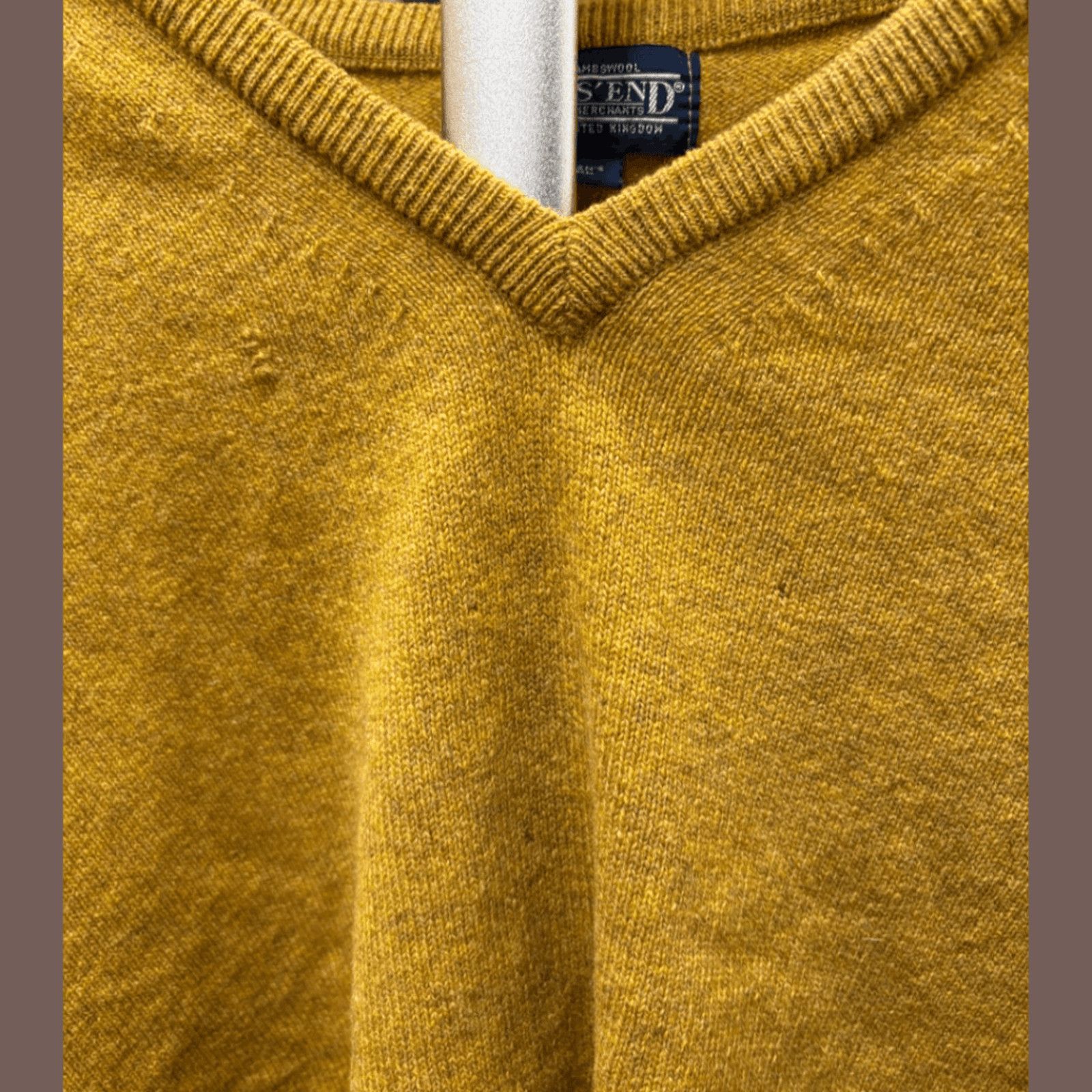 Lands' End × Vintage VTG Lambswool Sweater | Lands’ End Mustard XL Size US XL / EU 56 / 4 - 3 Thumbnail