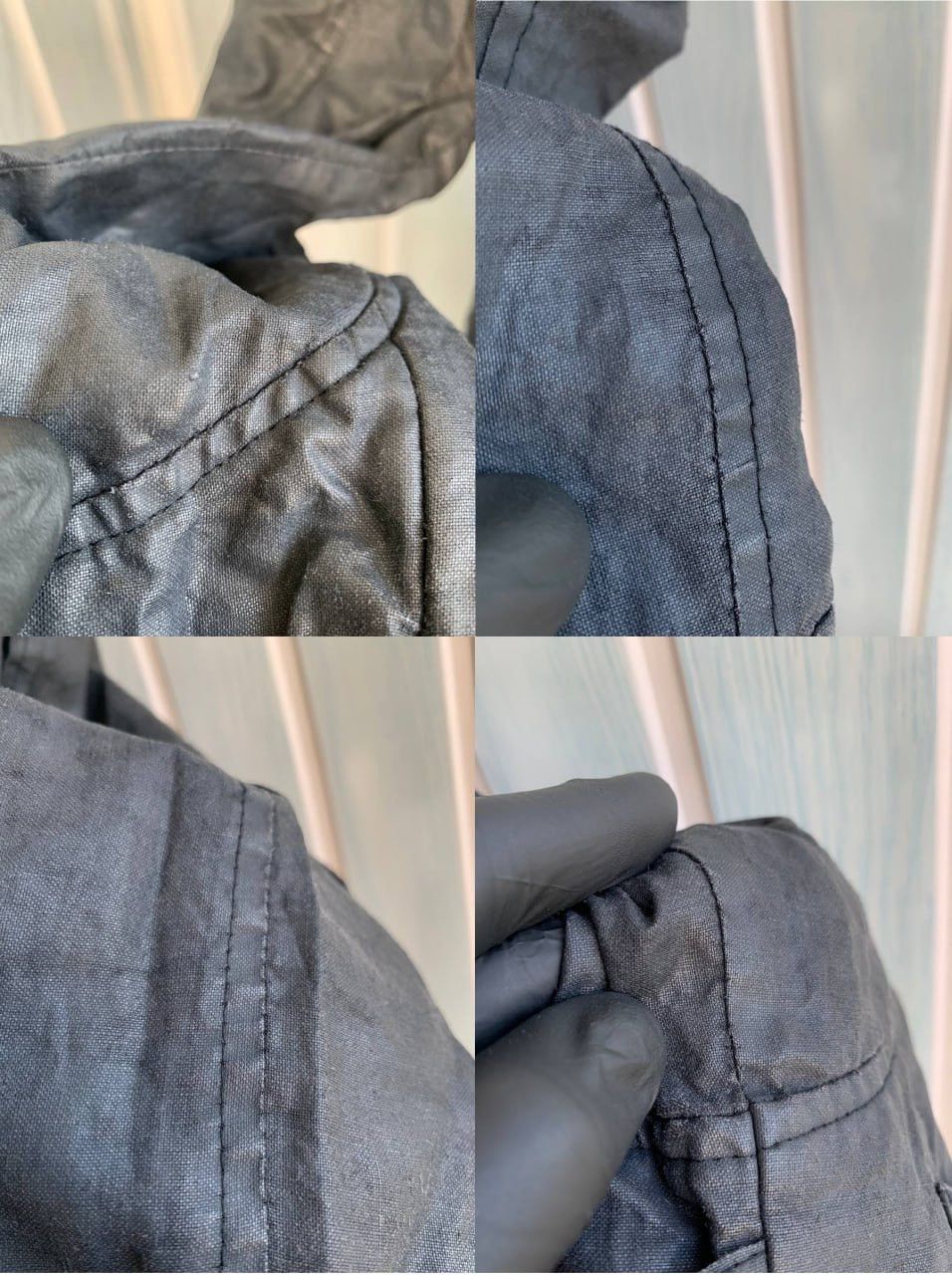 Japanese Brand × Sarah Pacini SARAH PACINI Navy Ramie & Resin Blend Mock Geometric Jacket Size S / US 4 / IT 40 - 20 Thumbnail